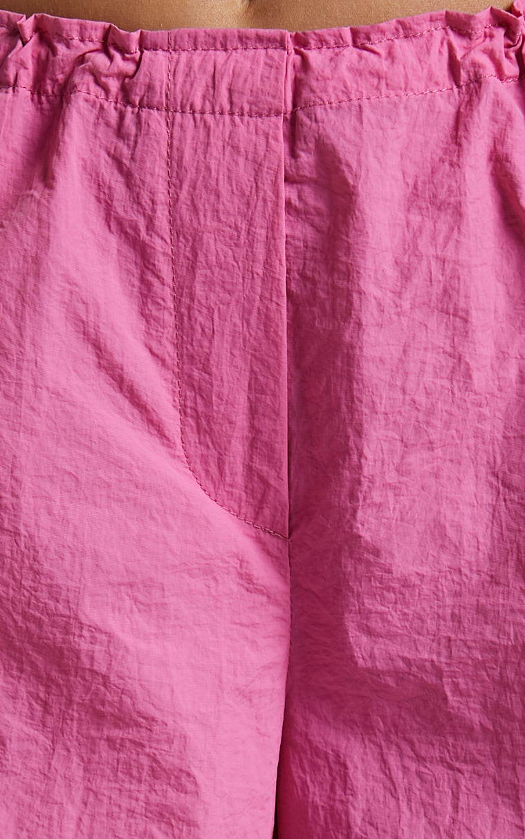 Utility Pants - Low Rise Parachute Pants in Candy Pink