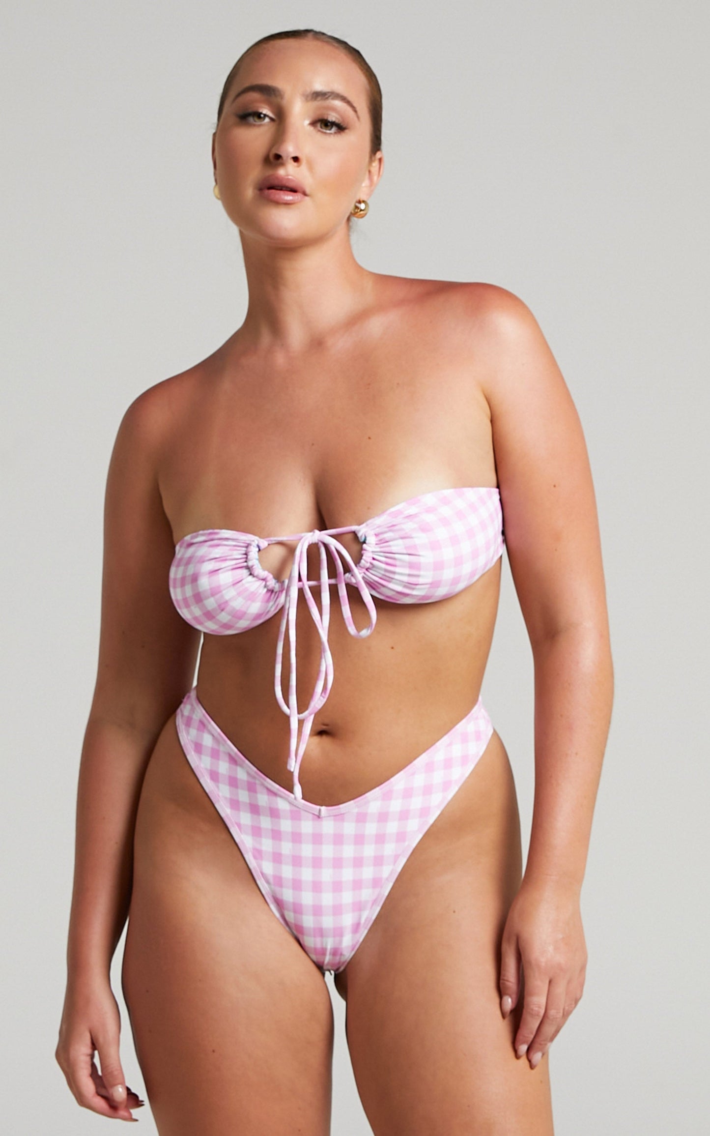 VDM The Label - Kate Reversible Bikini Bottoms in Kaleidoscope Swirl/Bubblegum Gingham