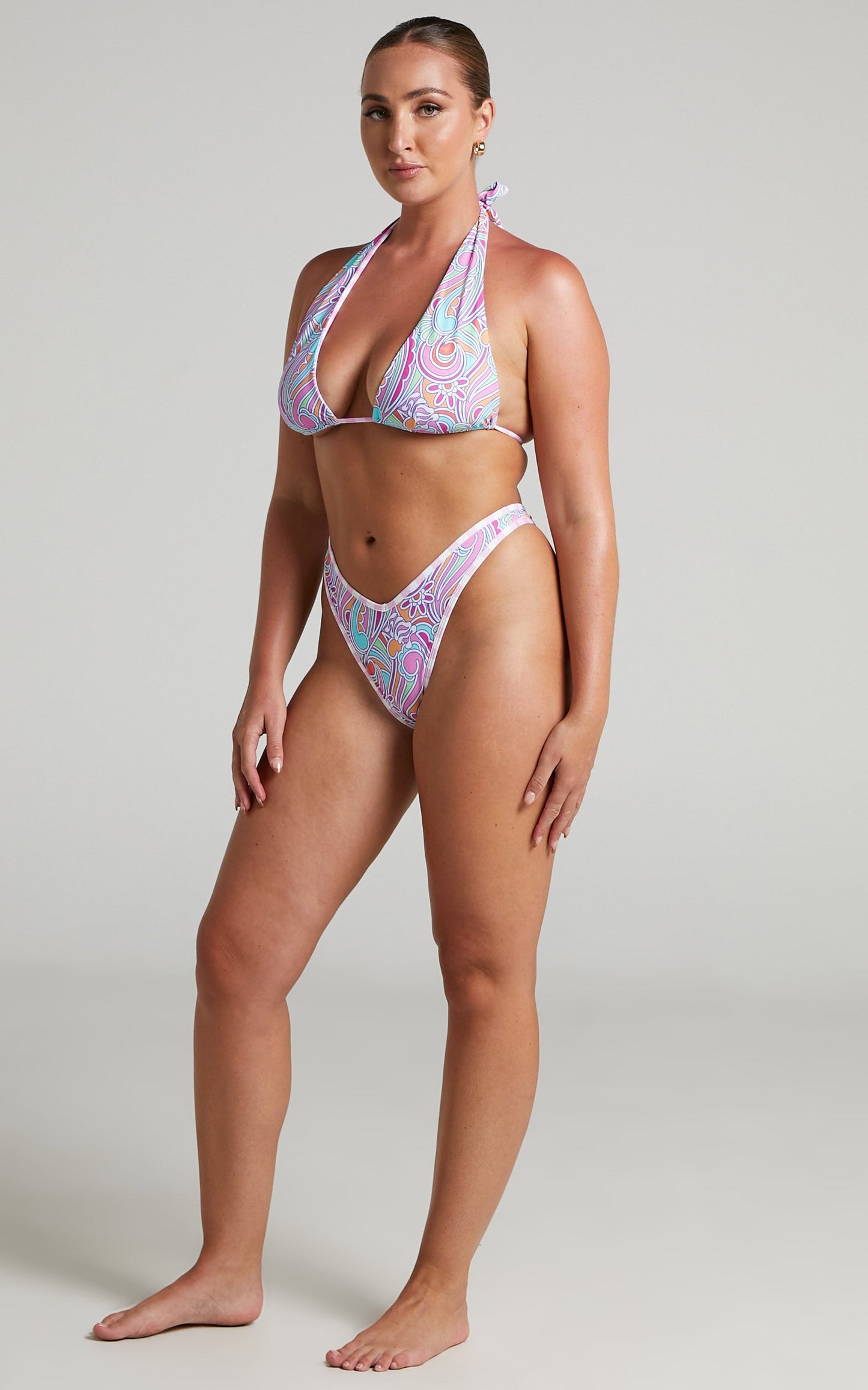 VDM The Label - Kate Reversible Bikini Bottoms in Kaleidoscope Swirl/Bubblegum Gingham