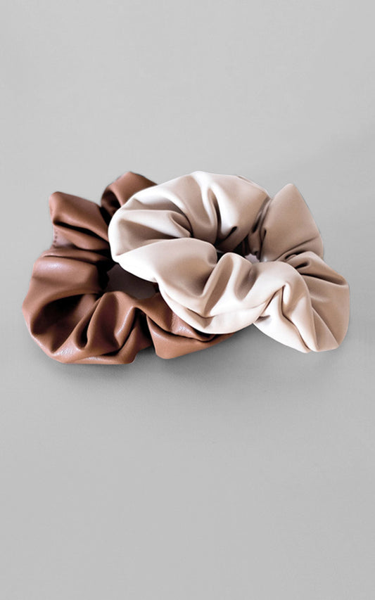 Billini x Natalie Anne - Viccy Scrunchie Twin Pack in Tan-bone