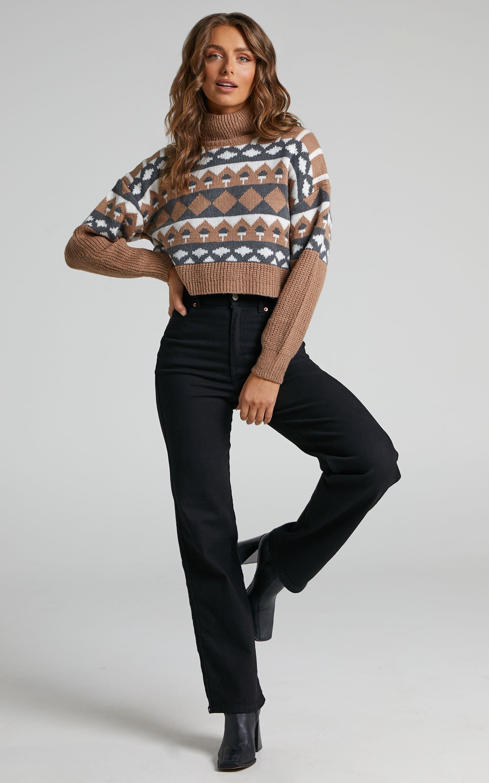 Vail Printed Knit in Brown