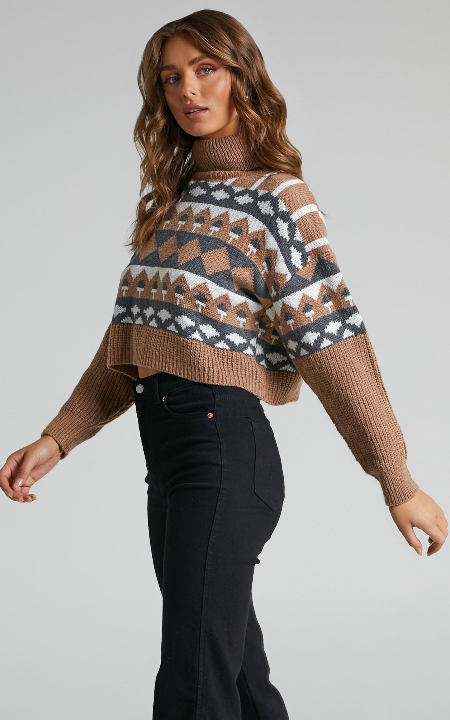 Vail Printed Knit in Brown