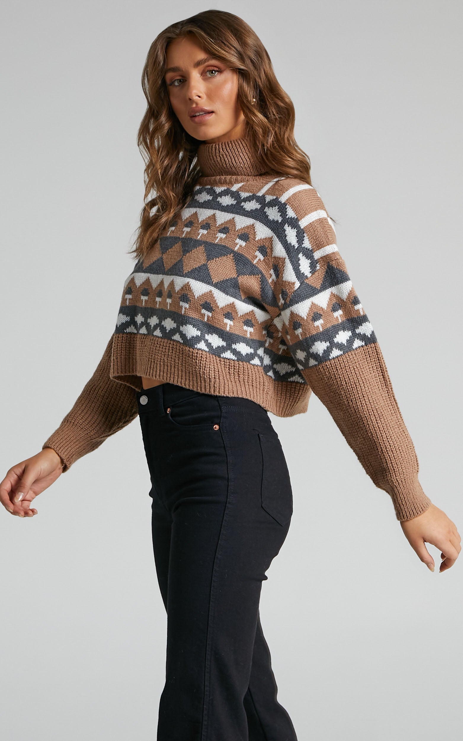 Vail Printed Knit in Brown
