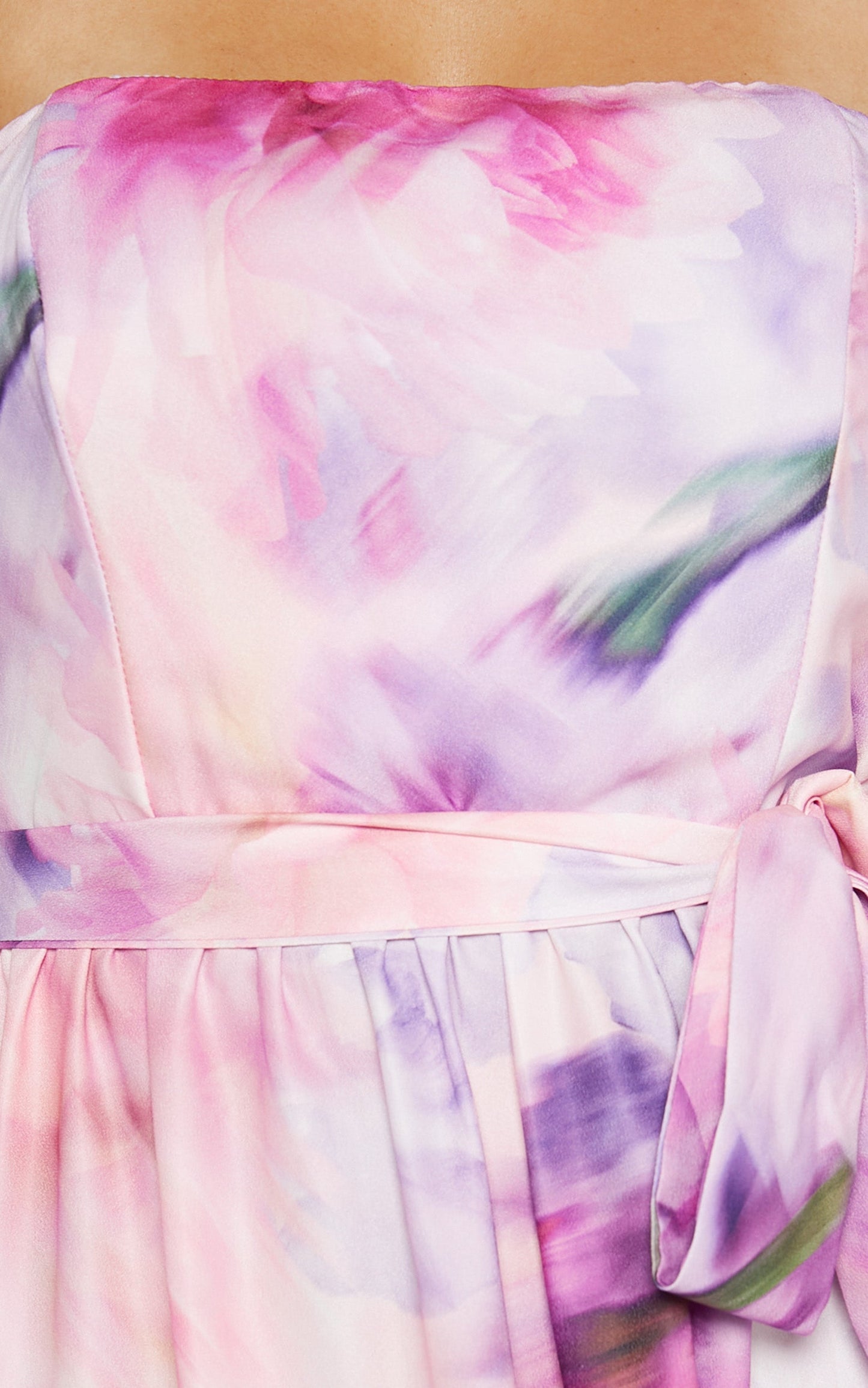 Valena Midi Dress - Strapless Fit and Flare in Monet Floral