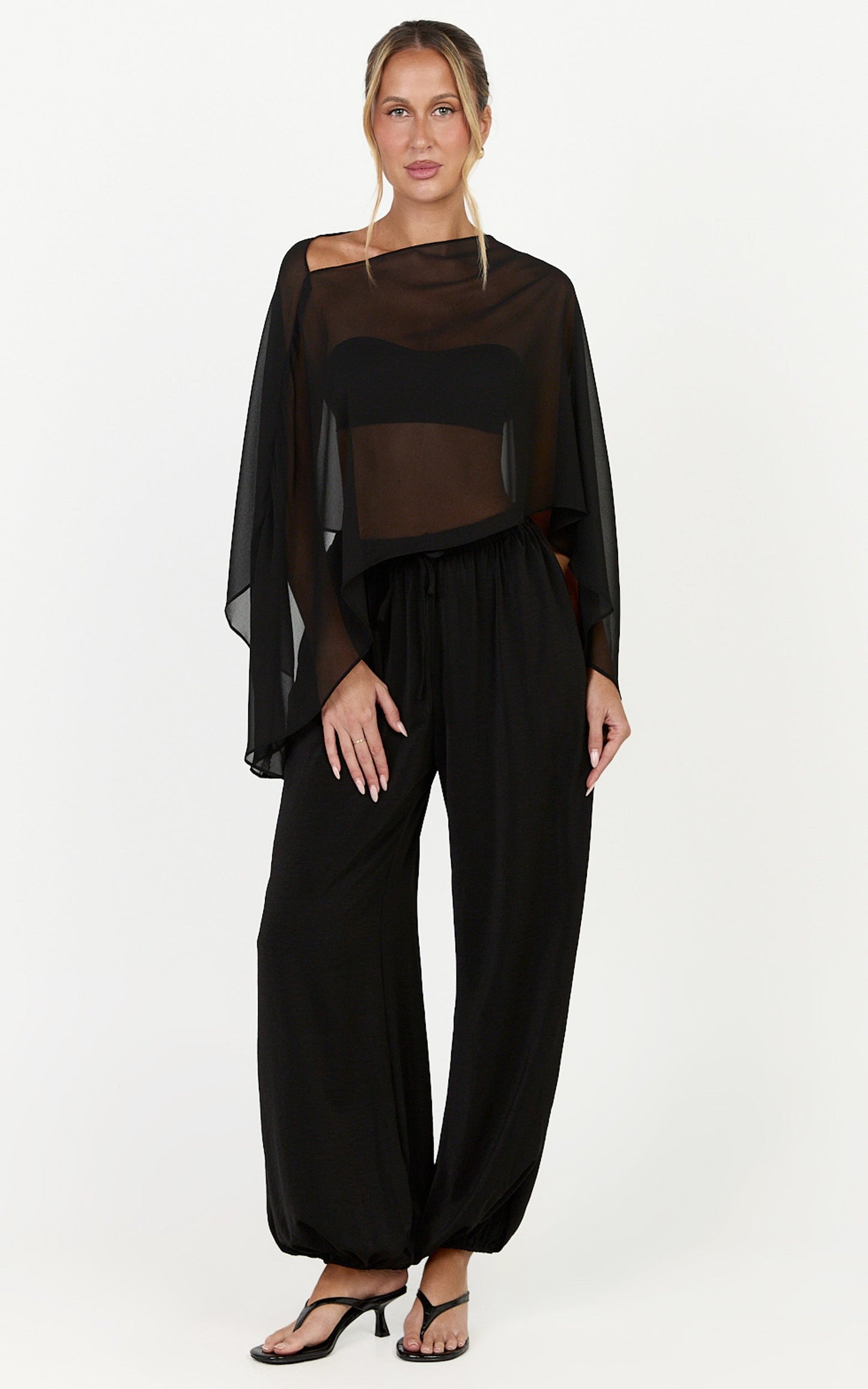 Valerie Pants - Elasticated Waist Balloon Leg Pants in Black