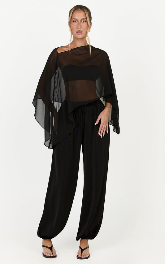 Valerie Pants - Elasticated Waist Balloon Leg Pants in Black