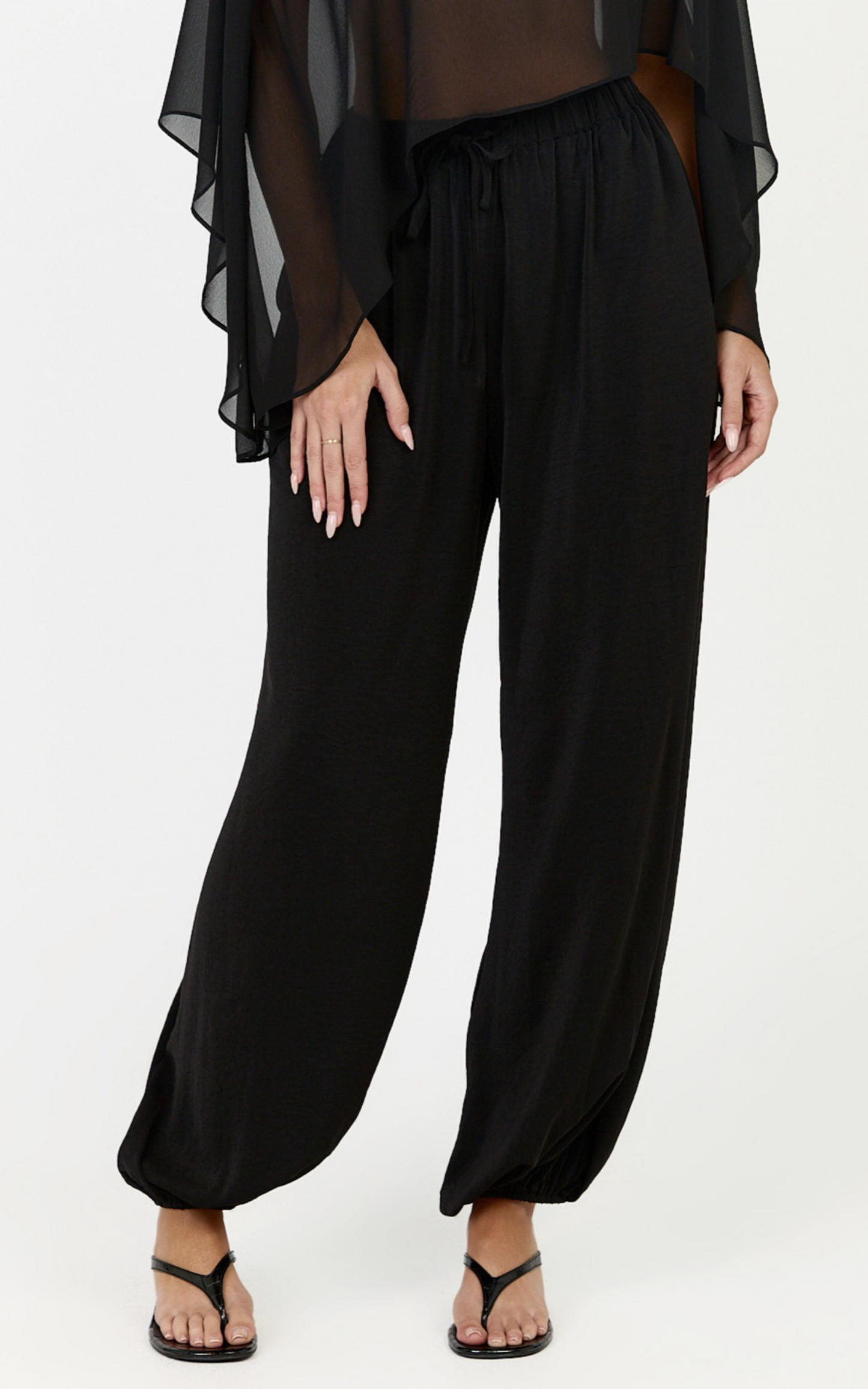 Valerie Pants - Elasticated Waist Balloon Leg Pants in Black