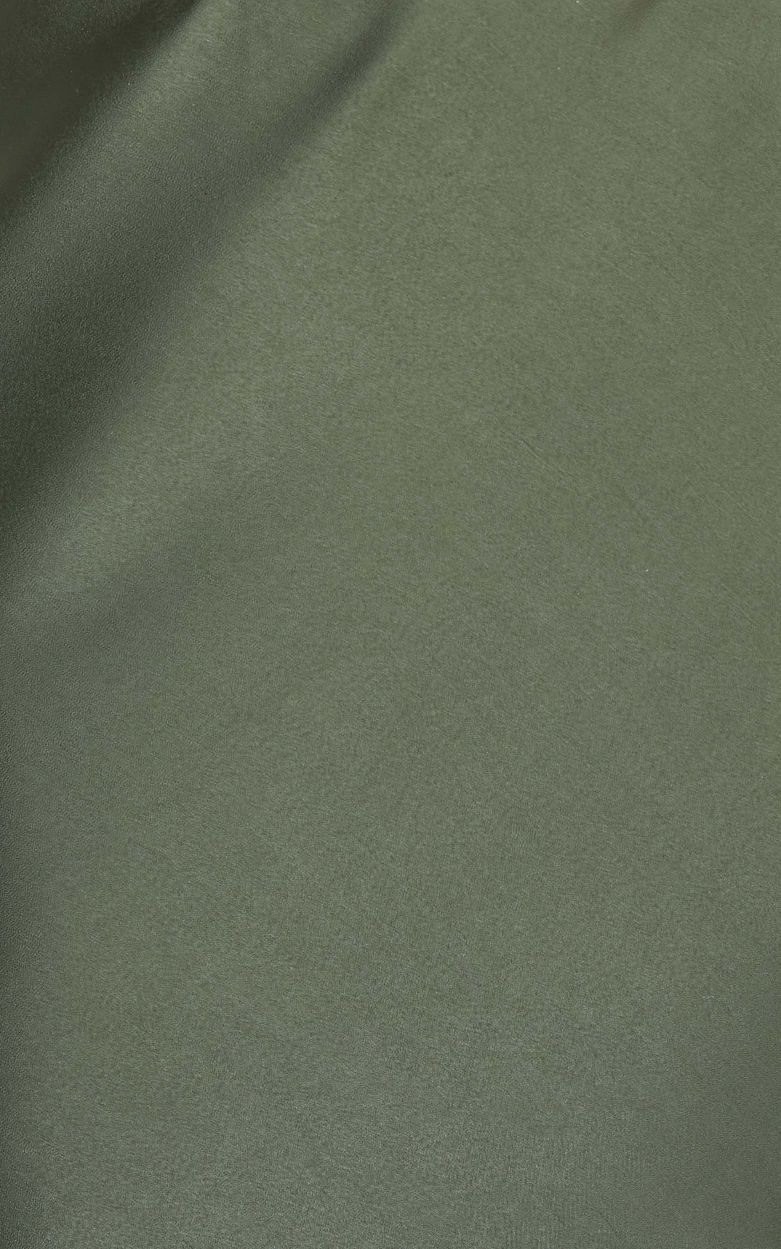 Vallia Lace Trim Satin Two Piece Set in Olive