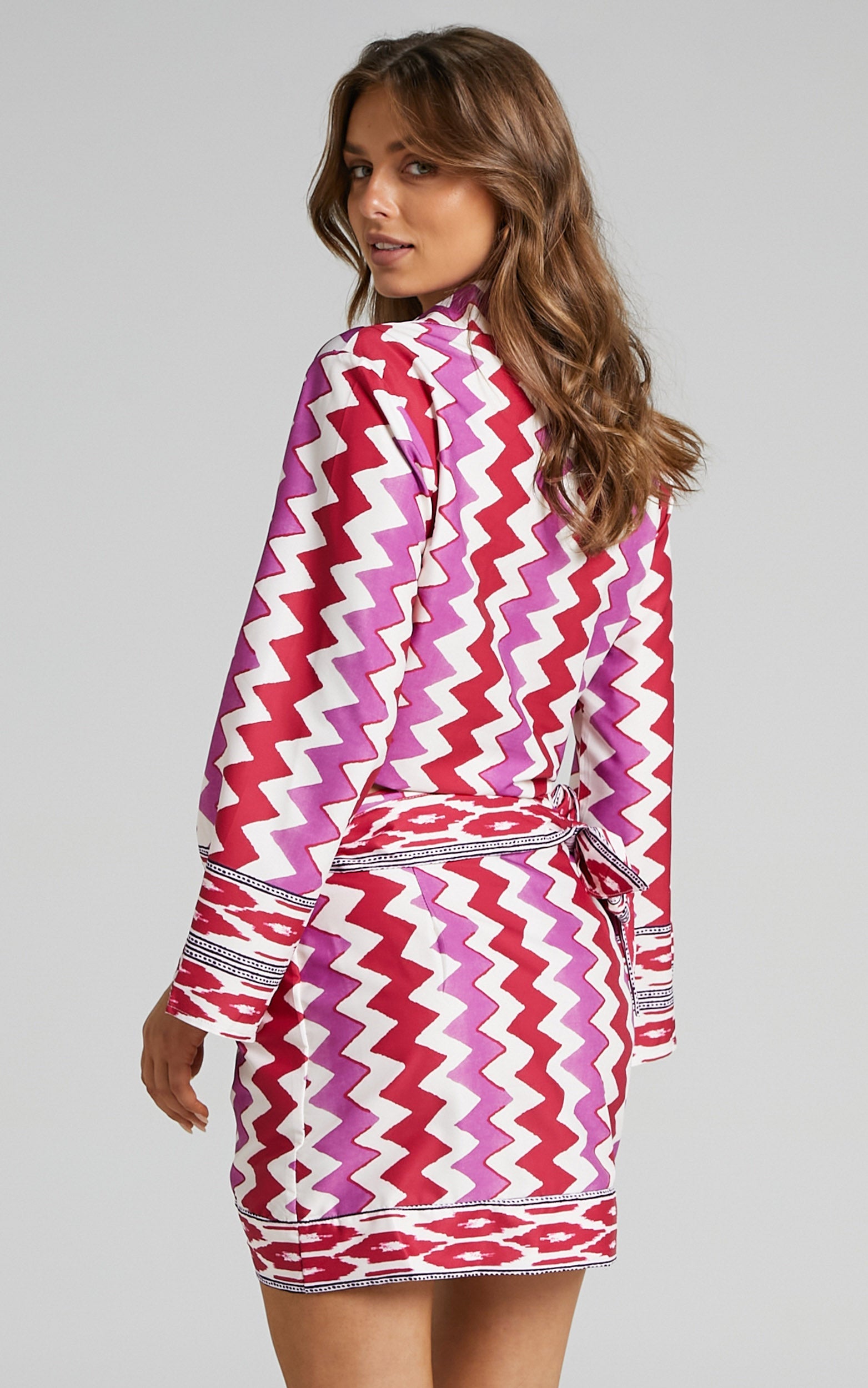 Vanny Two Piece Set - Tie Top Mini Skirt Two Piece Set in Multi Print