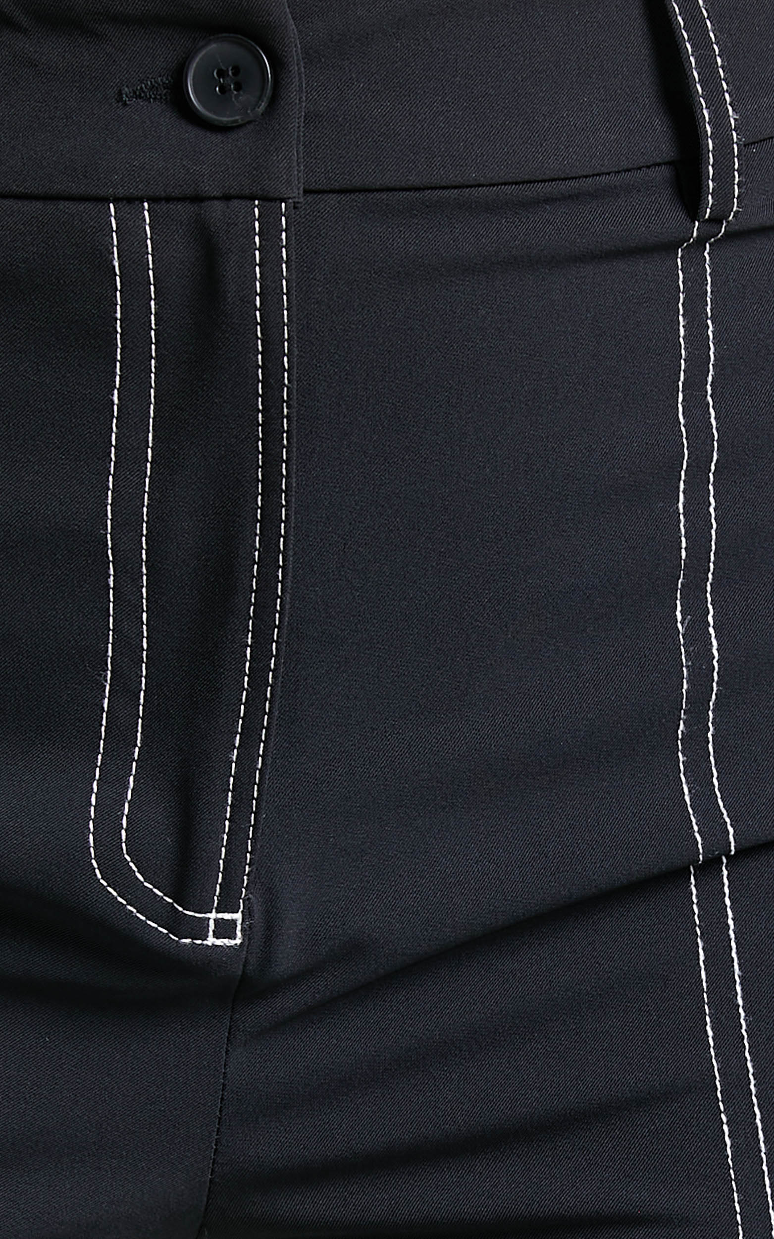 Varvara Flare Contrast Stitch Pant in Black