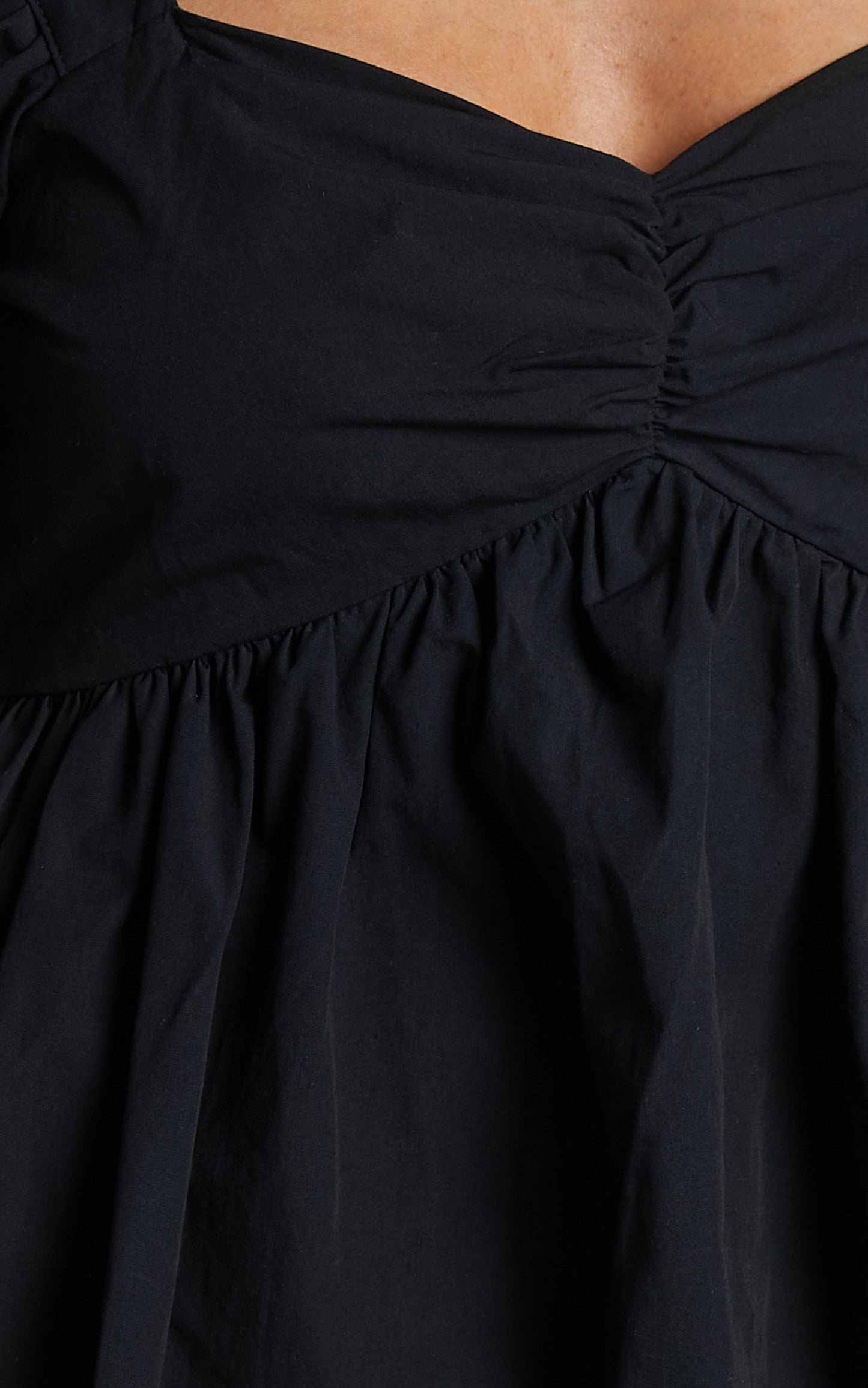Vashti Mini Dress - Puff Sleeve Sweetheart Dress in Black