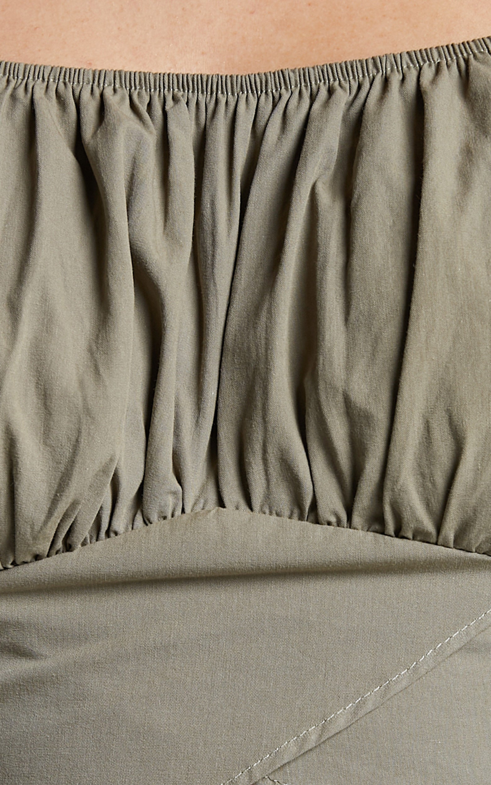Verne Blouse - Long Sleeve Ruched Blouse in Khaki