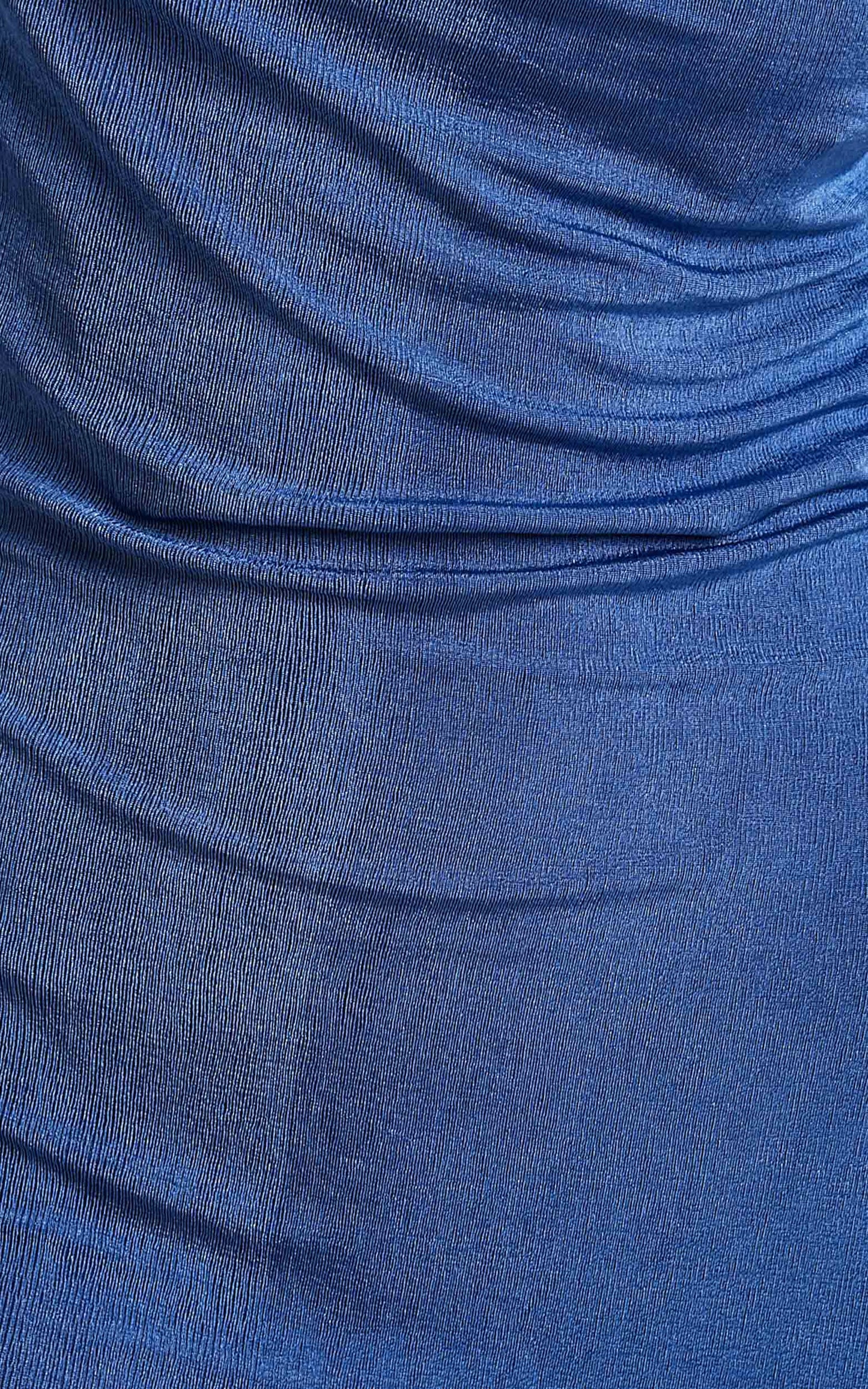 Veronnica Mini Dress - Asymmetric Neck Dress in Cobalt