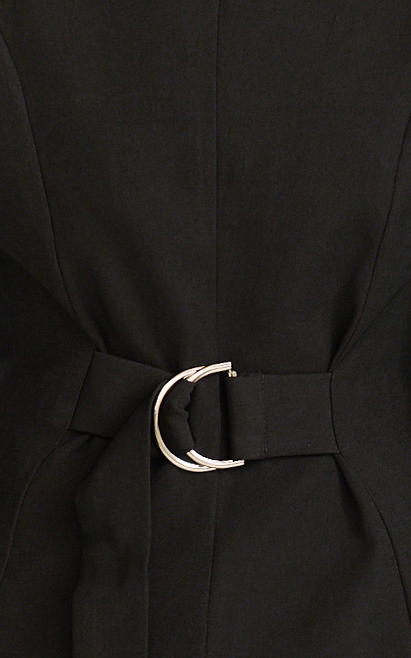 Vienna Blazer - Extended Shoulder Double Breasted Back Tie Blazer in Black