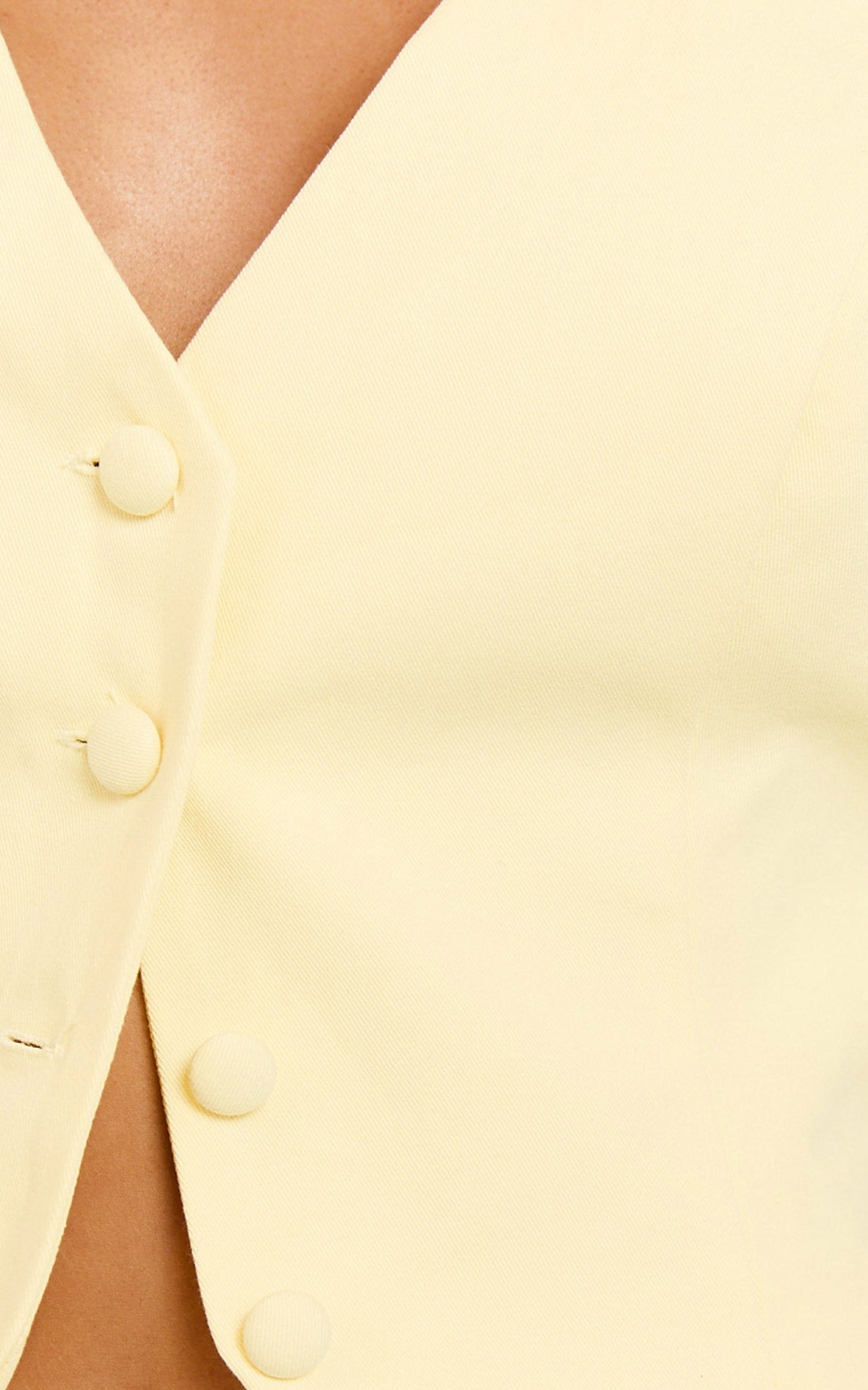 Virginia Top - Halter Neck Button Down Vest in Pastel Yellow