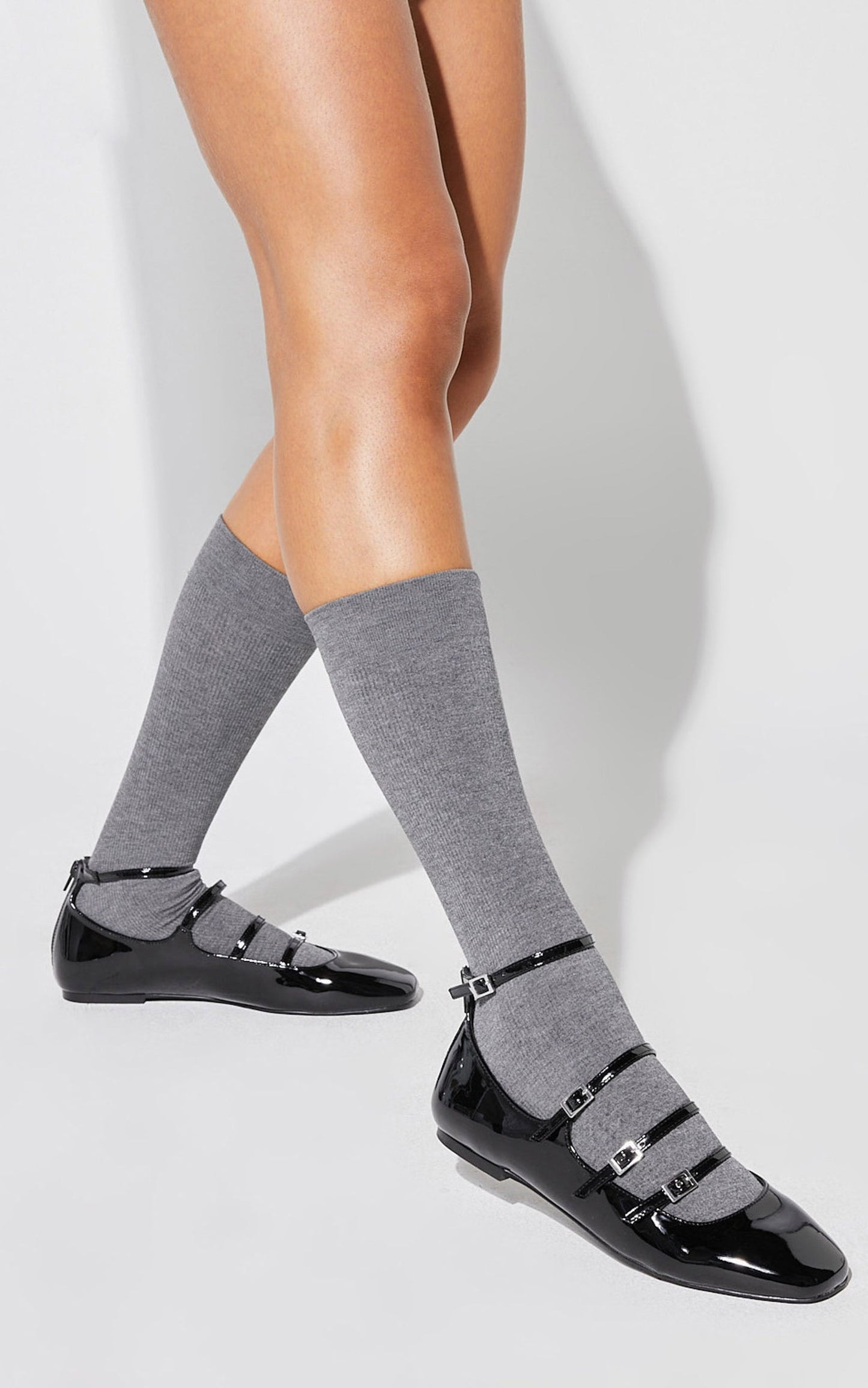 Vivi Tights - Thick Knit Calf Tights in Charcoal