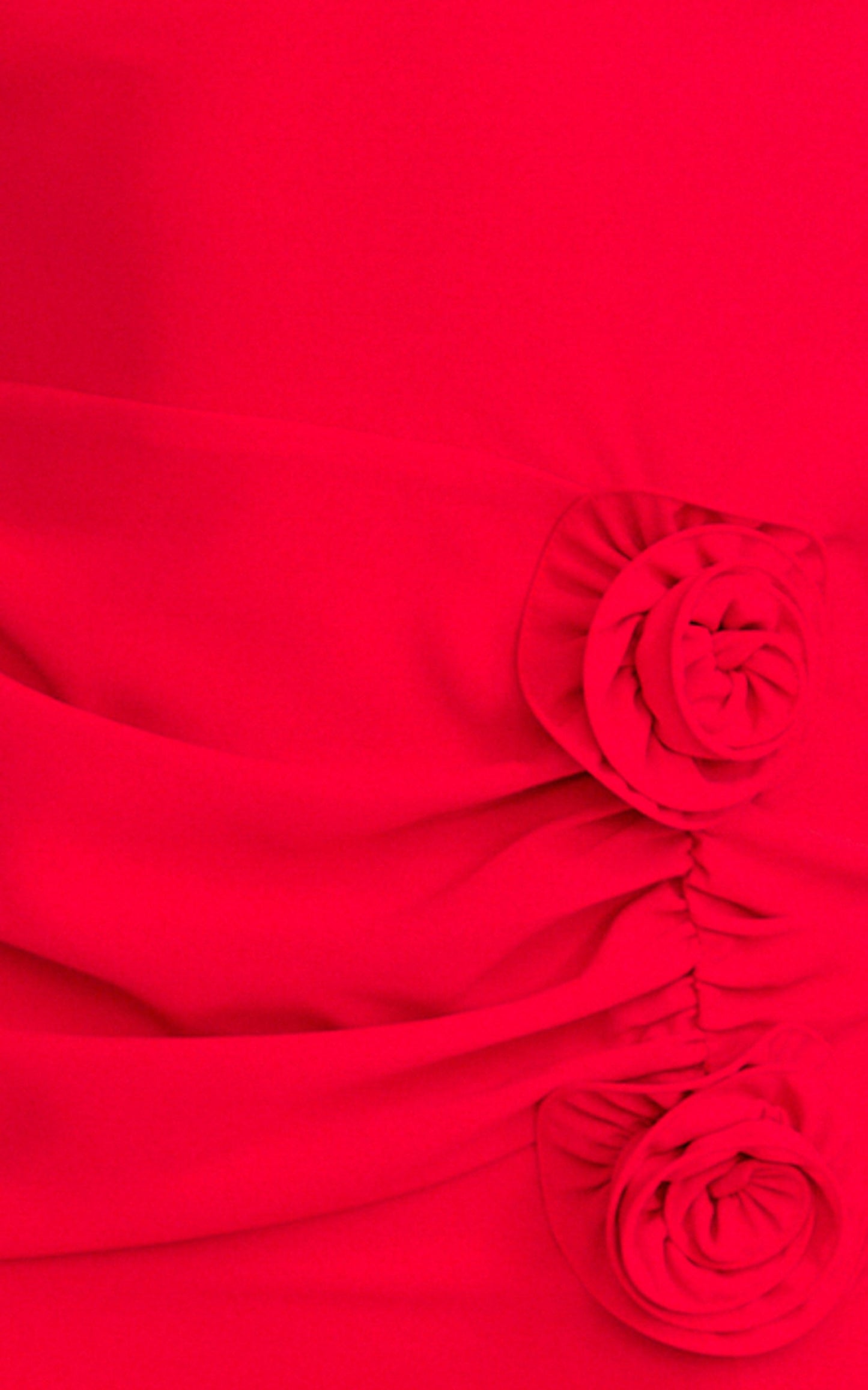 Vivienne Maxi Dress - Boat Neck Long Sleeve Rosette Detail Dress in Red