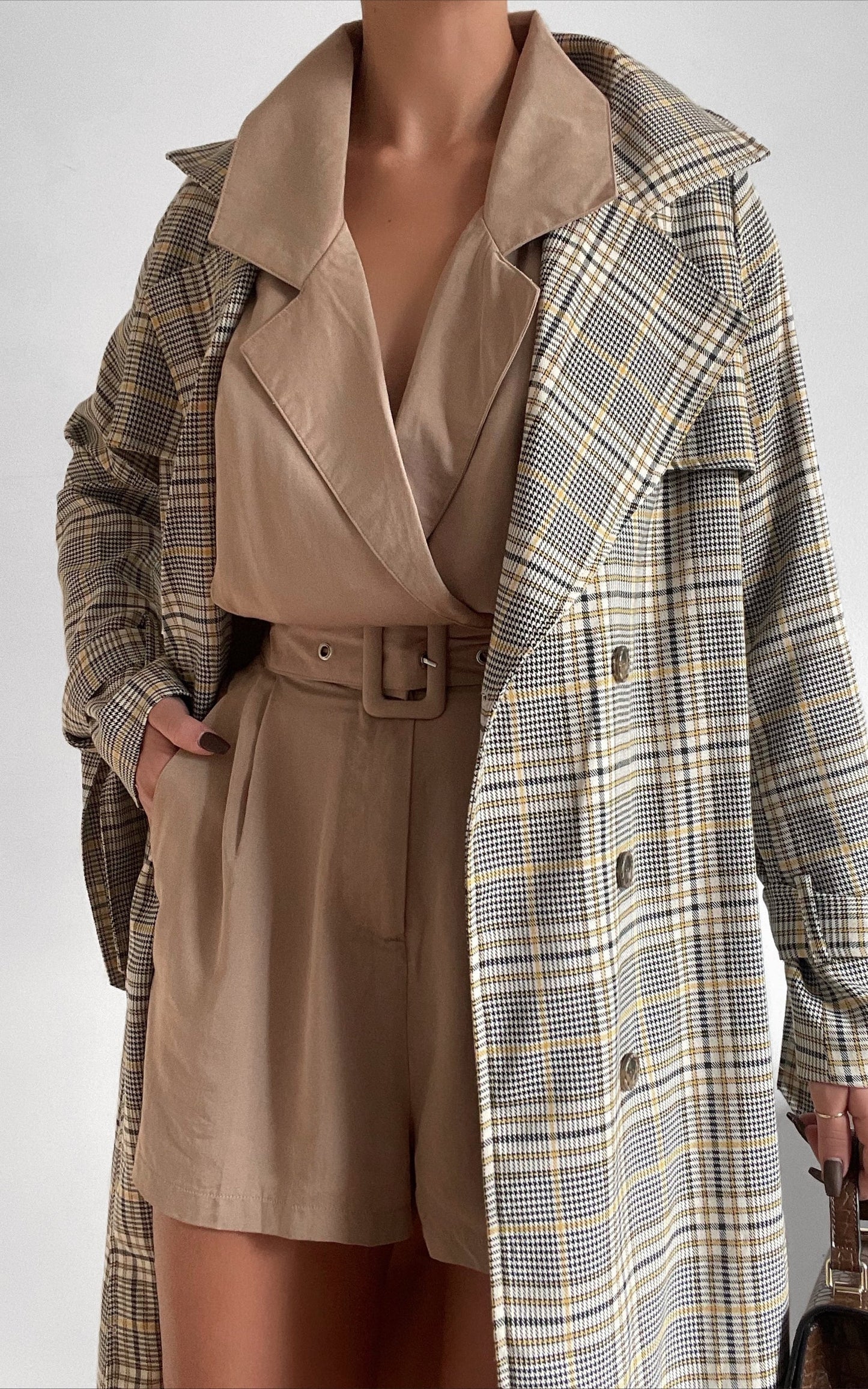 We Could Be Heroes Trench Coat in camel check