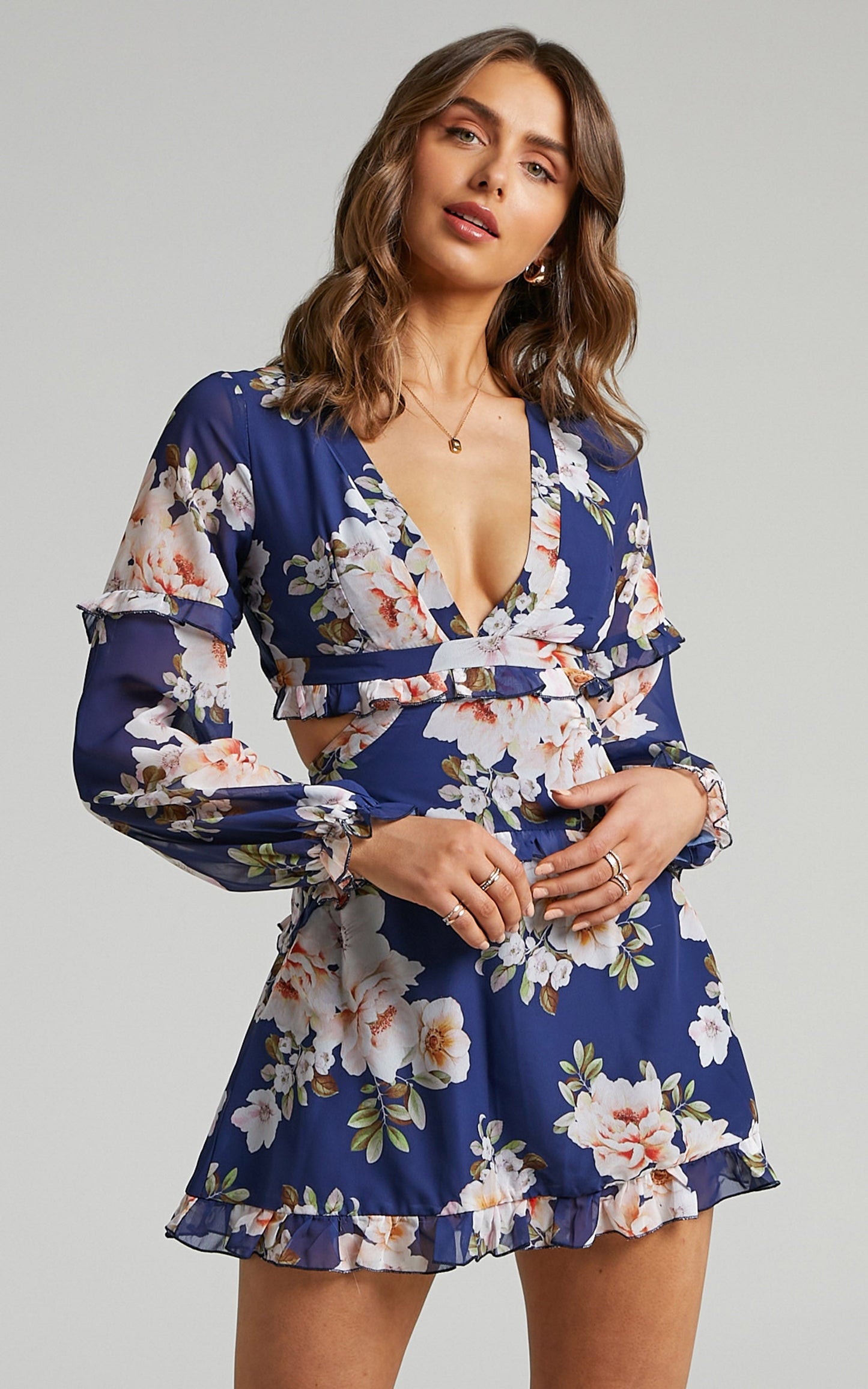 Wait On The Dance Floor Dress in Royal Floral