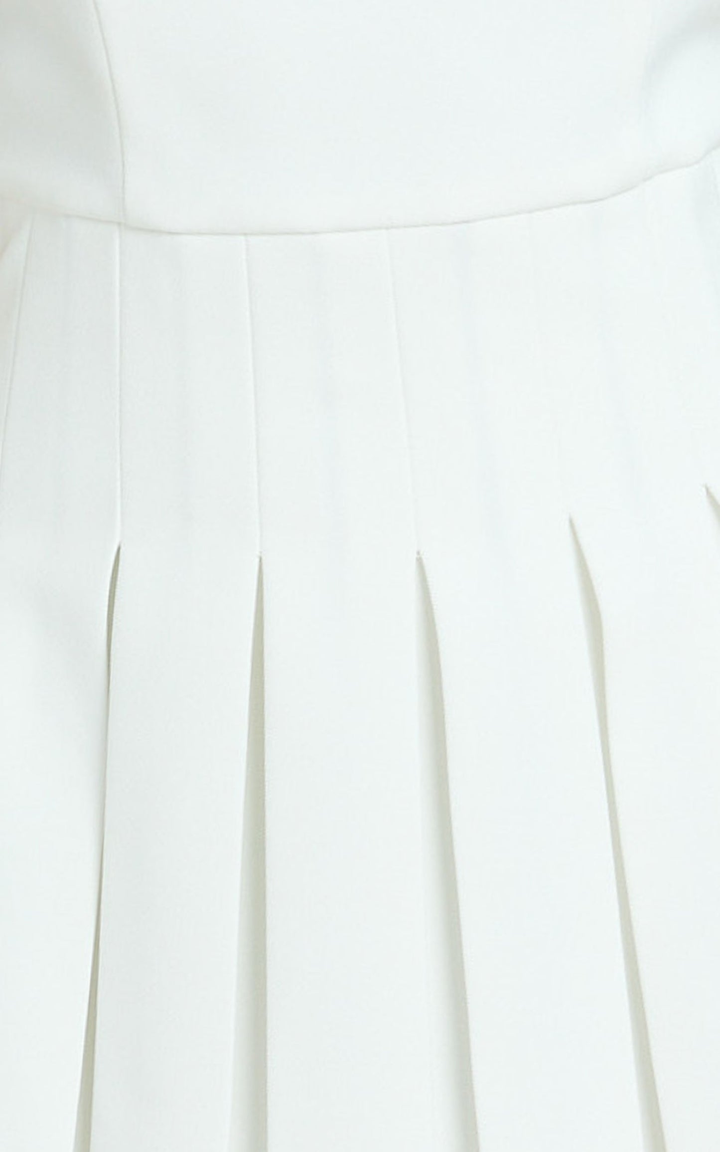 Wallace Mini Dress - Square Neck Wide Strap Drop Waist Pleated Dress in White