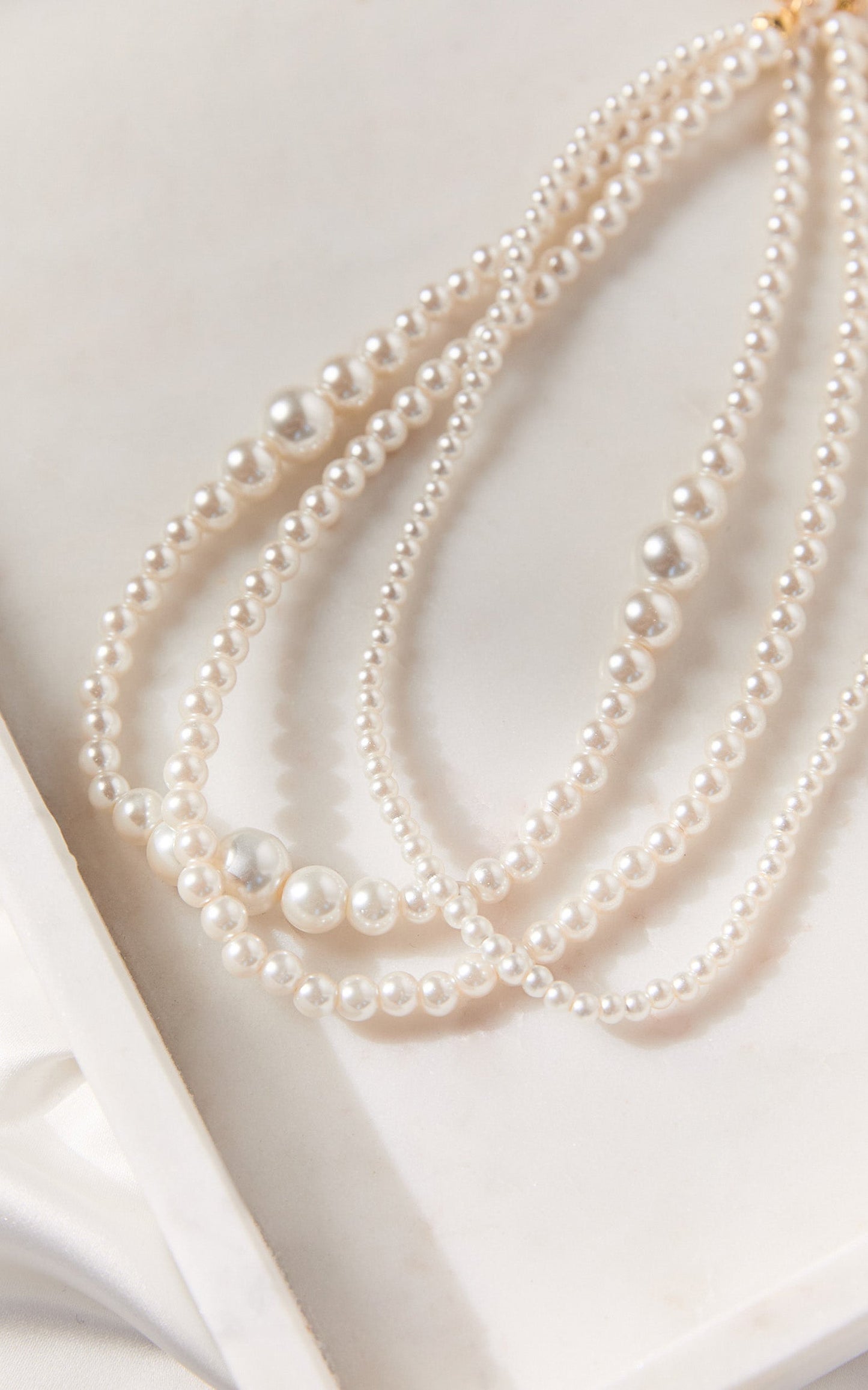 Walter Necklace - Layered Pearl Necklace in White