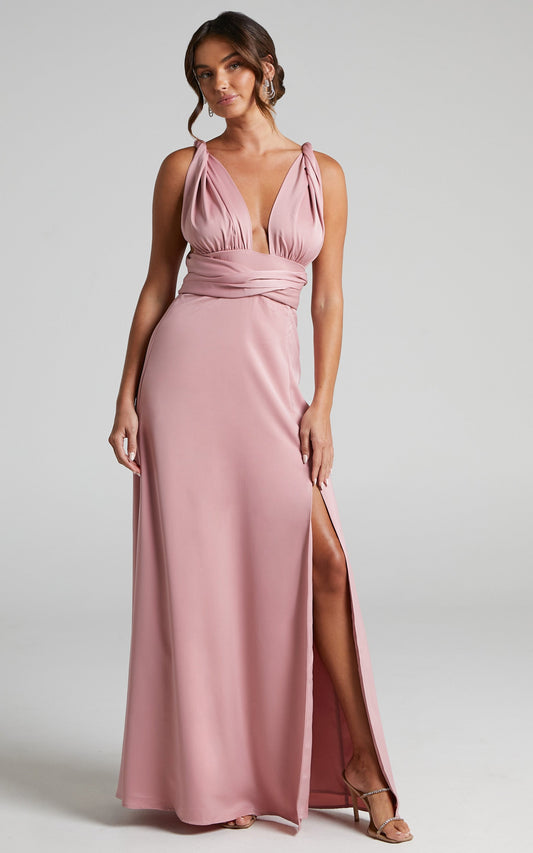 Whimsical Dream Multi Tie Maxi Dress in Blush