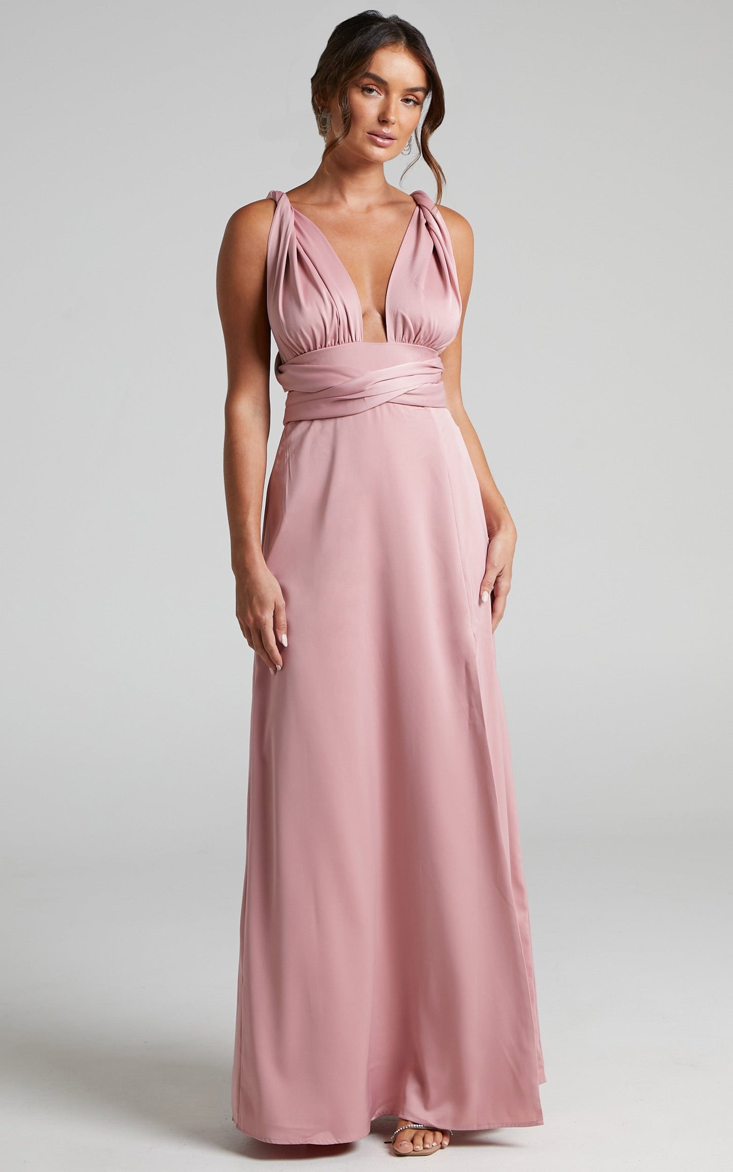 Whimsical Dream Multi Tie Maxi Dress in Blush