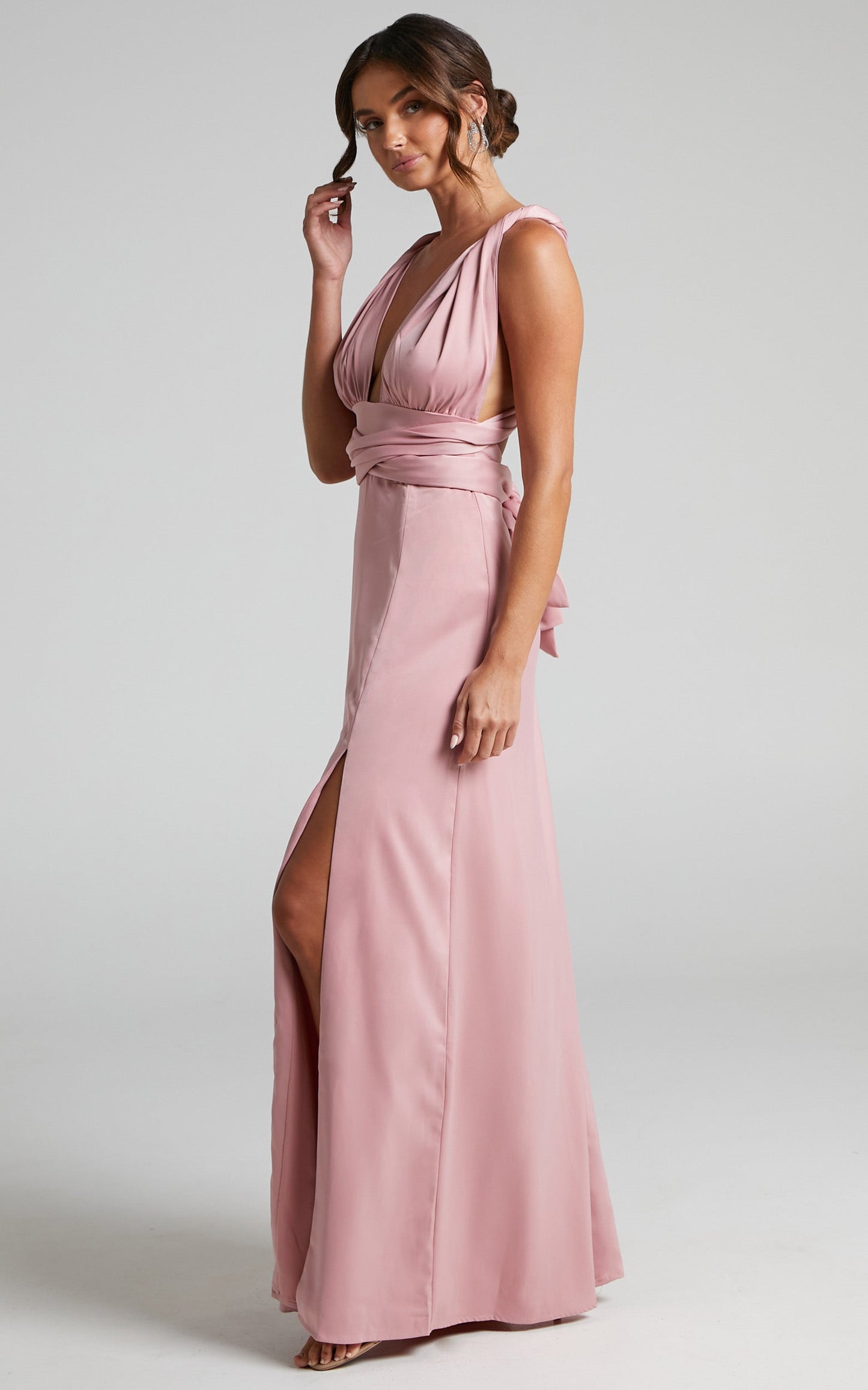 Whimsical Dream Multi Tie Maxi Dress in Blush