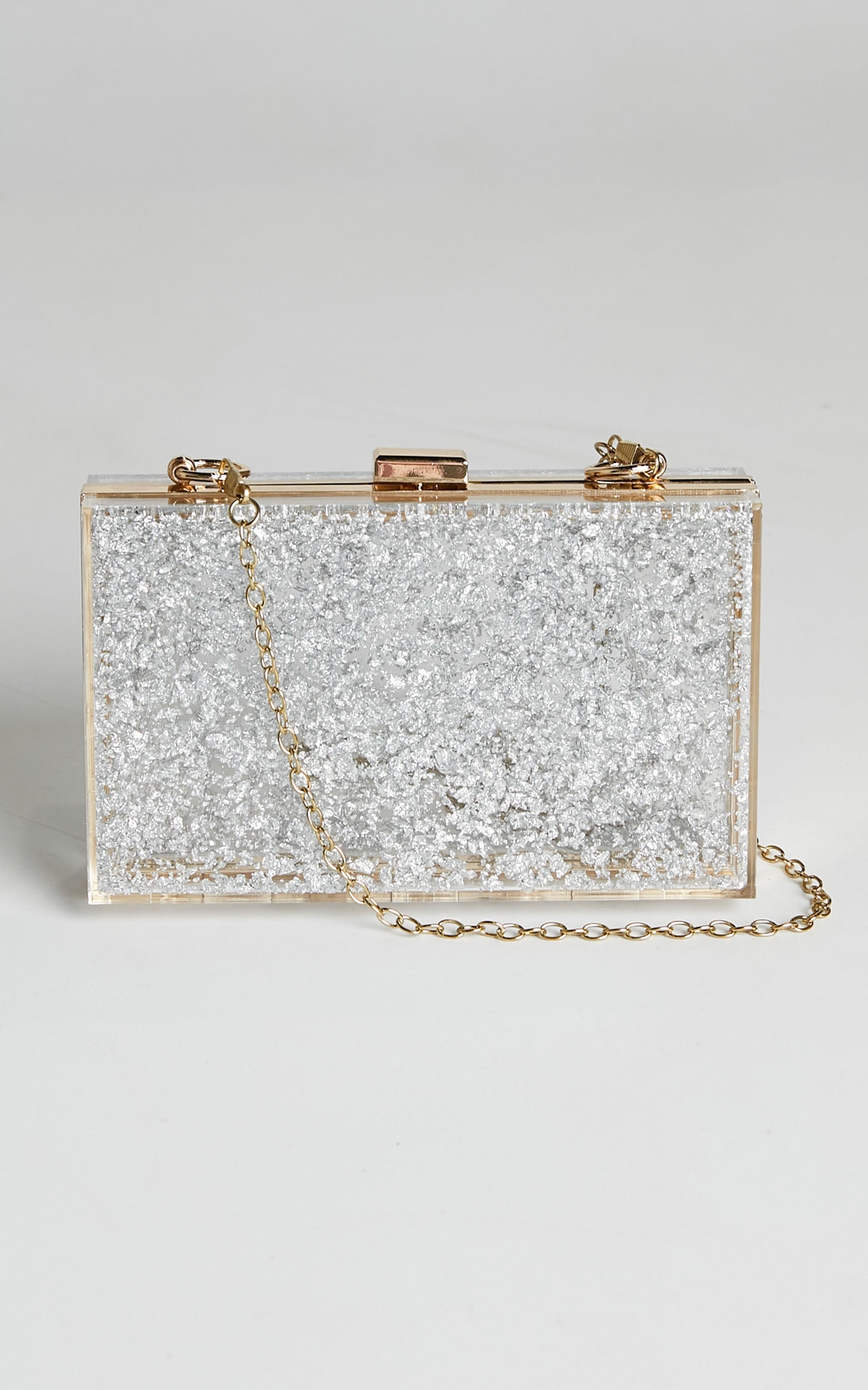 Jeity Foil Resin Clutch Bag in Silver