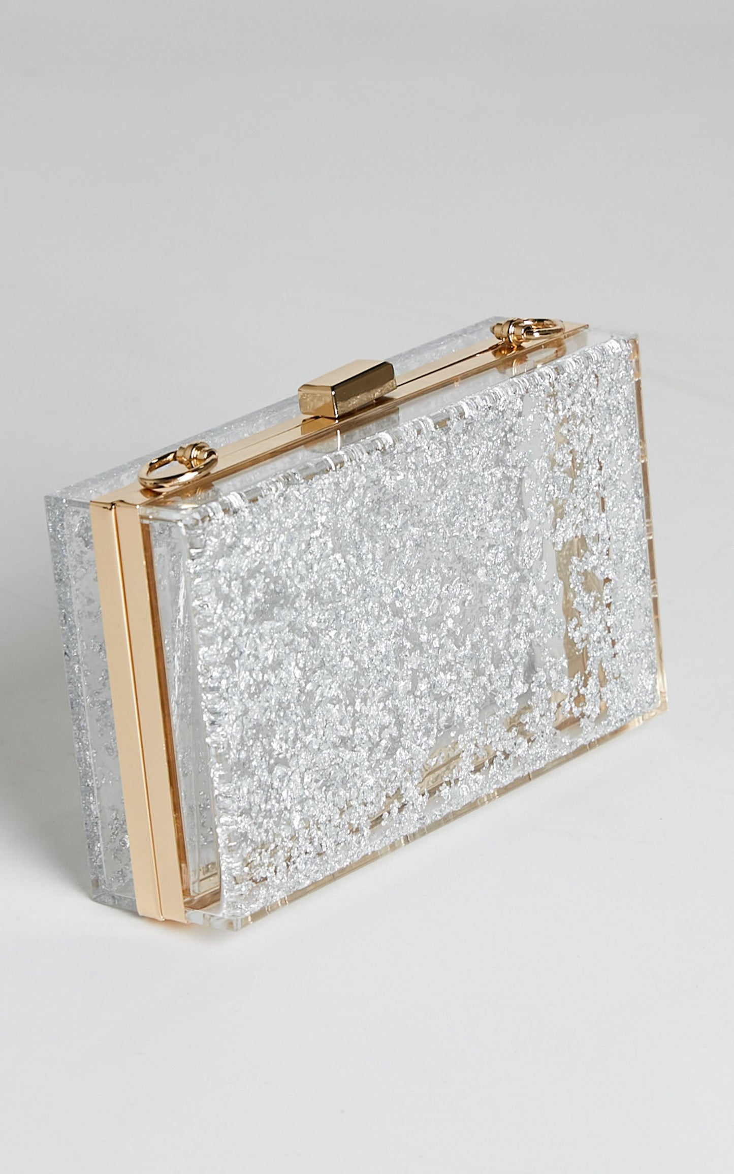 Jeity Foil Resin Clutch Bag in Silver