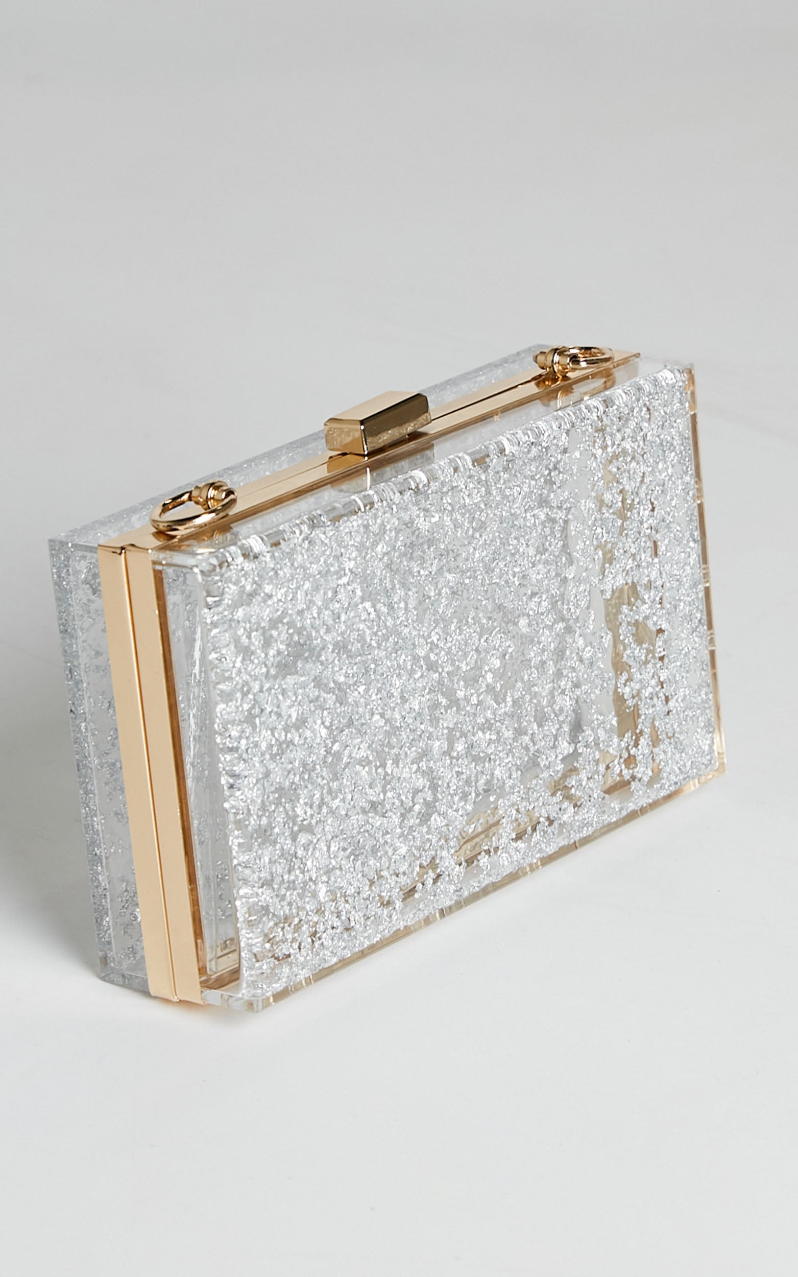 Jeity Foil Resin Clutch Bag in Silver