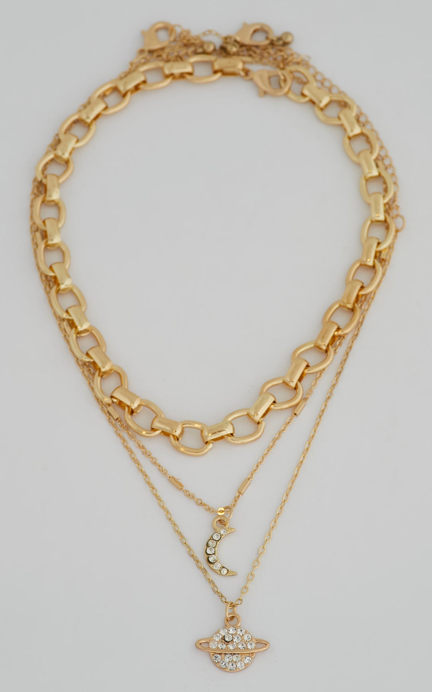 Wilfrida Layered Pendant Chain Necklace in Gold