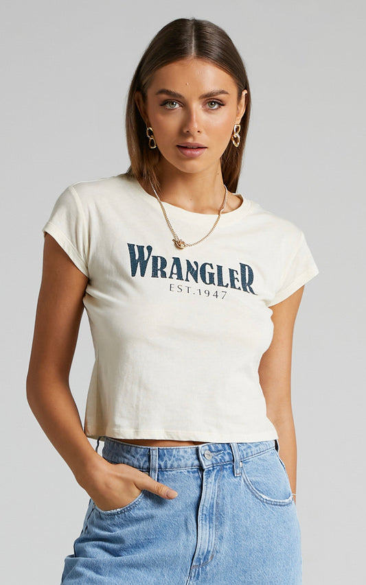 Wrangler - 90s Shrunken Tee in Seed Pearl