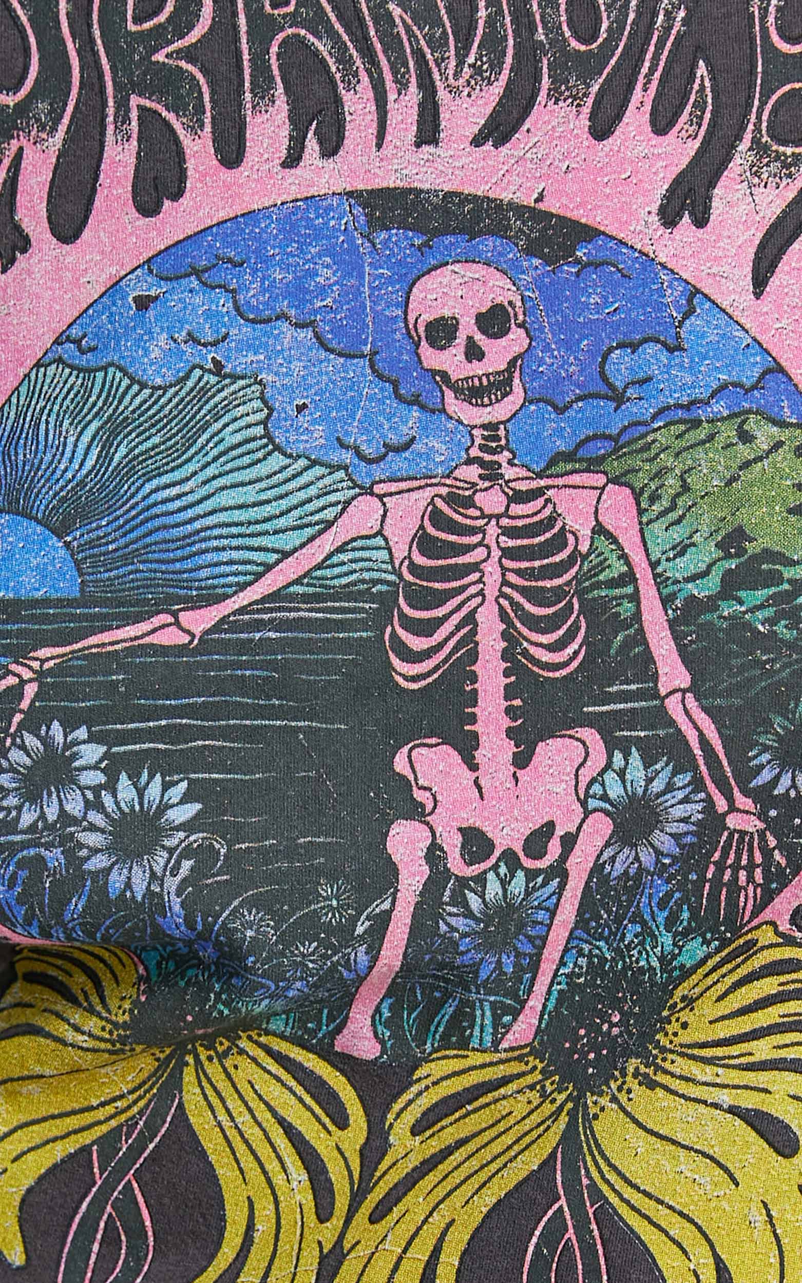 Wrangler - Floral Bones Tee in Worn Black