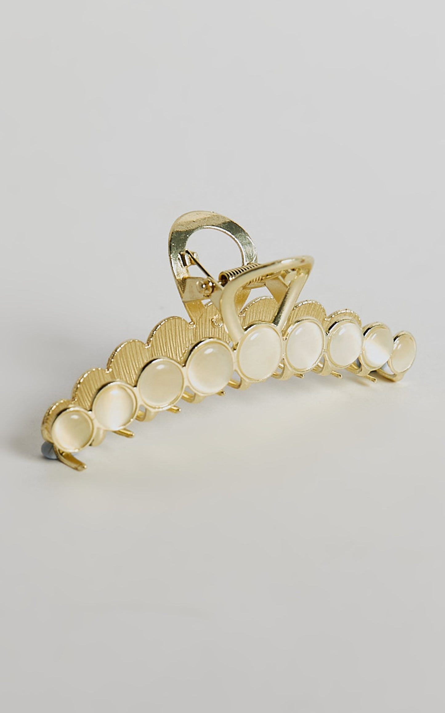 Xandria Hair Clip - Circle Stone Detail Hair Clip in Gold