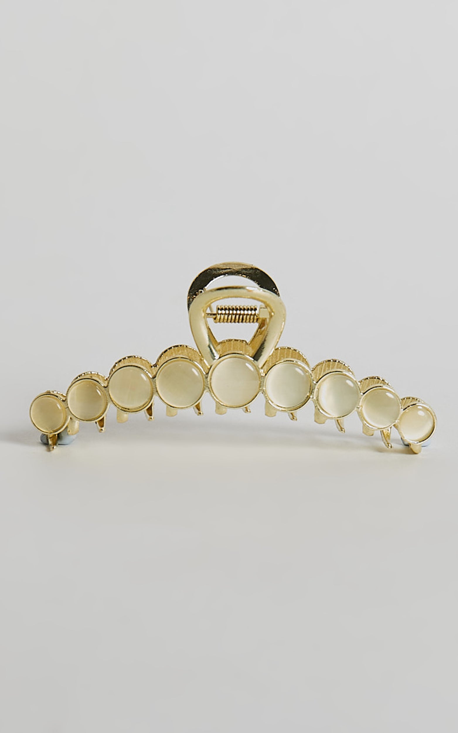 Xandria Hair Clip - Circle Stone Detail Hair Clip in Gold