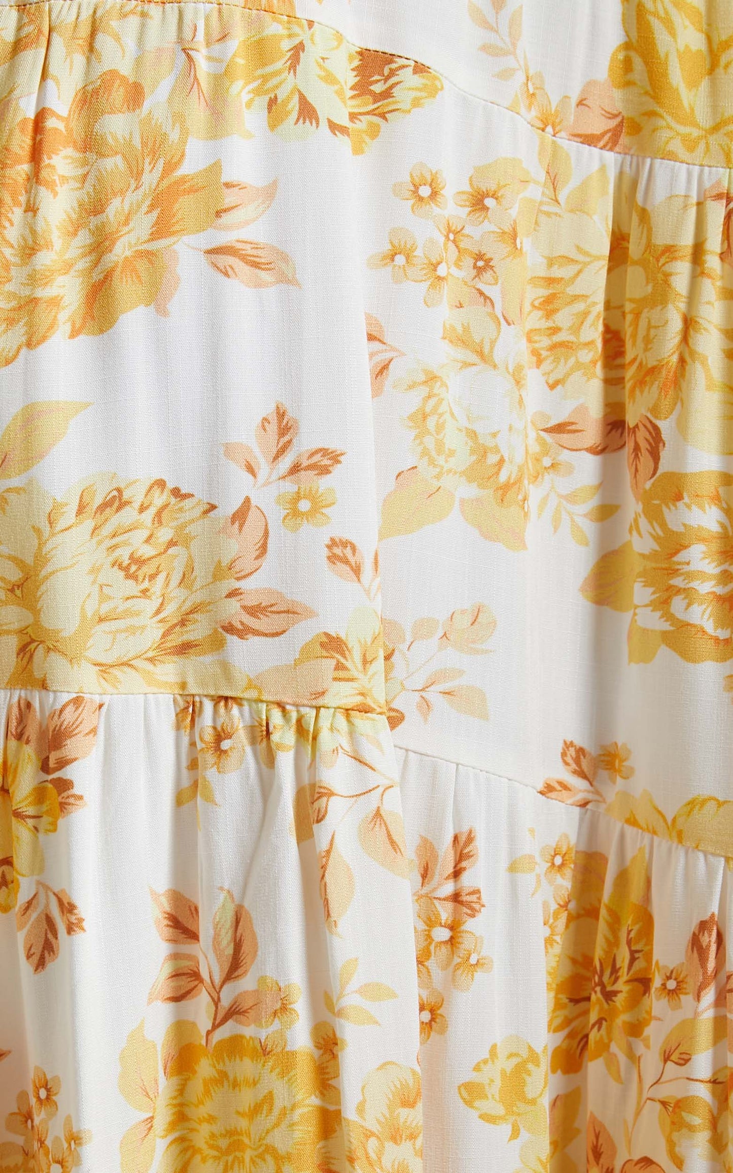Xandria Maxi Dress - Puff Sleeve Square Neck Tiered Dress in Yellow Floral