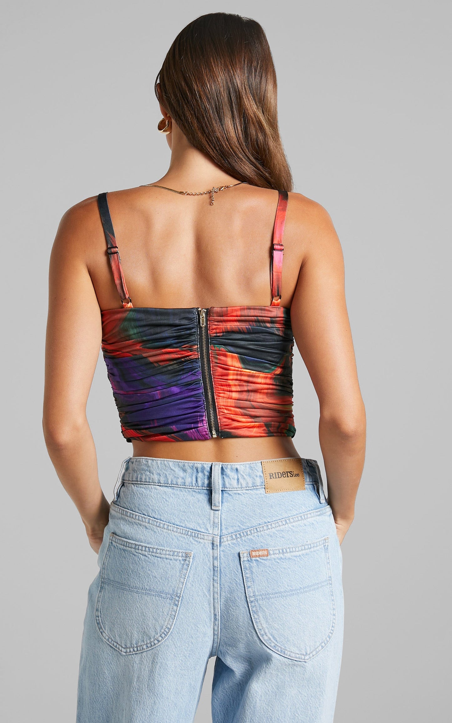 Yeneffer Top - Gathered Crop Top in Phoenix Rising