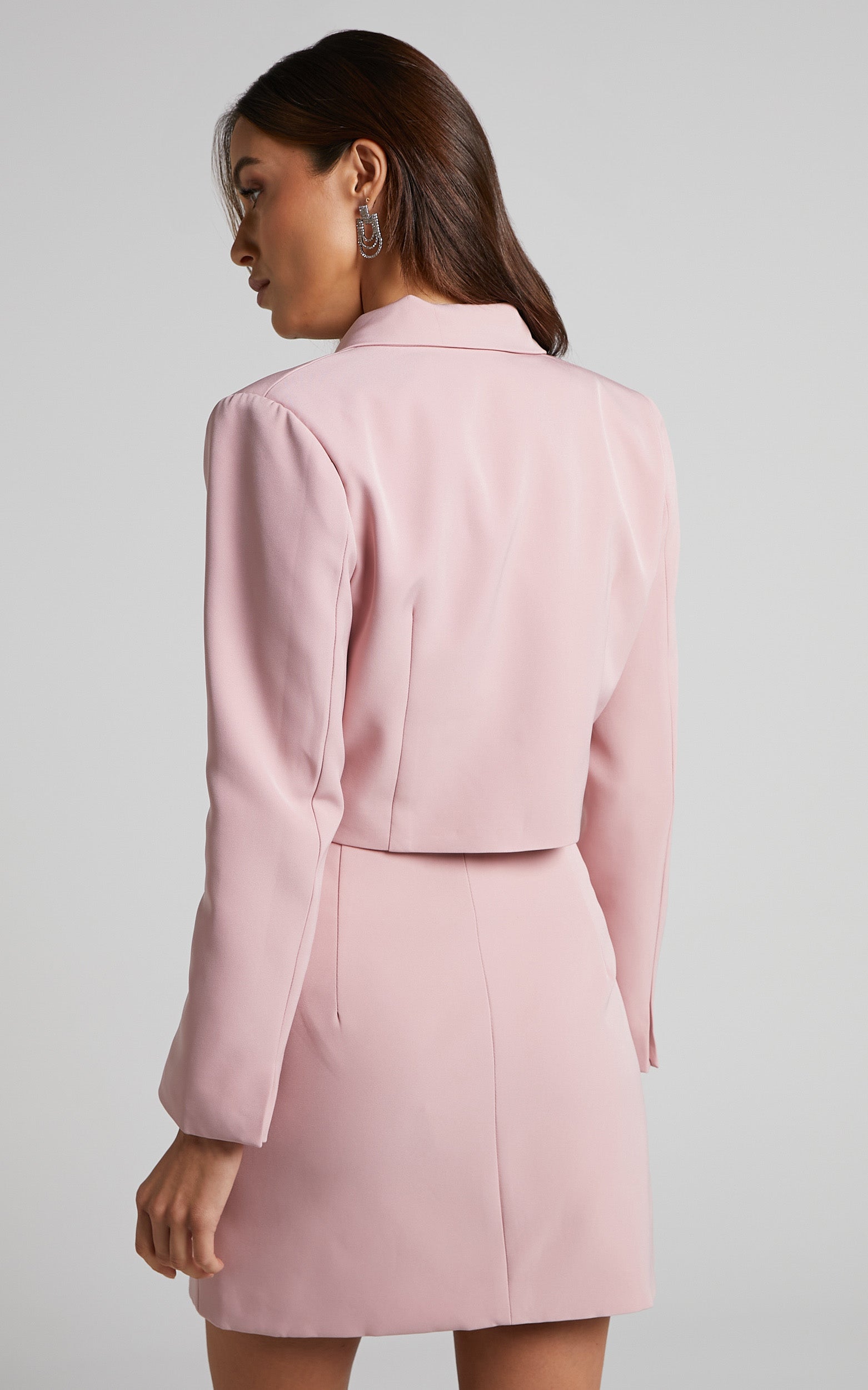 Yiella Mini Skirt - Button Up Tailored Skirt in Pink