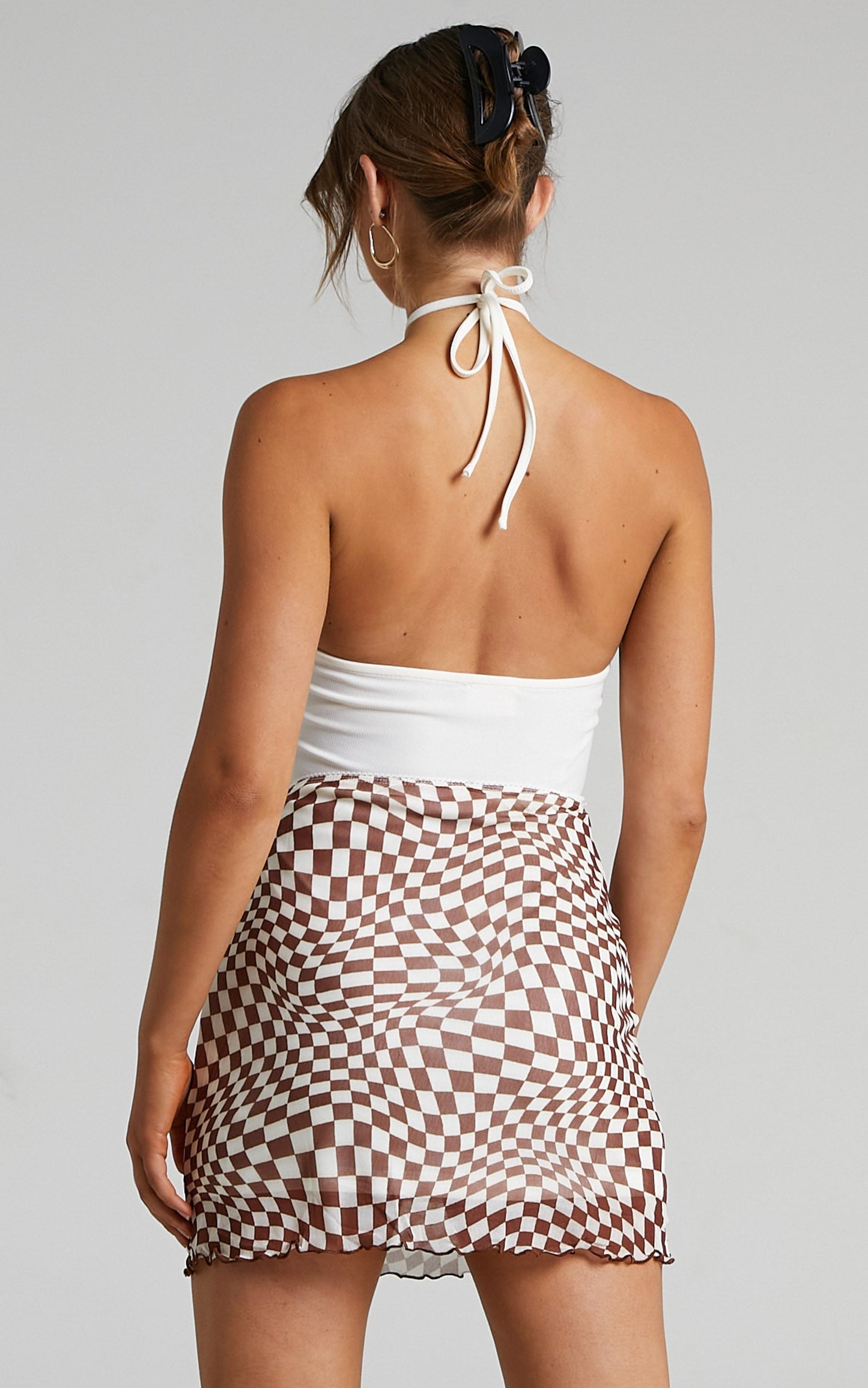 Zaiddy Mesh Mini skirt in Brown