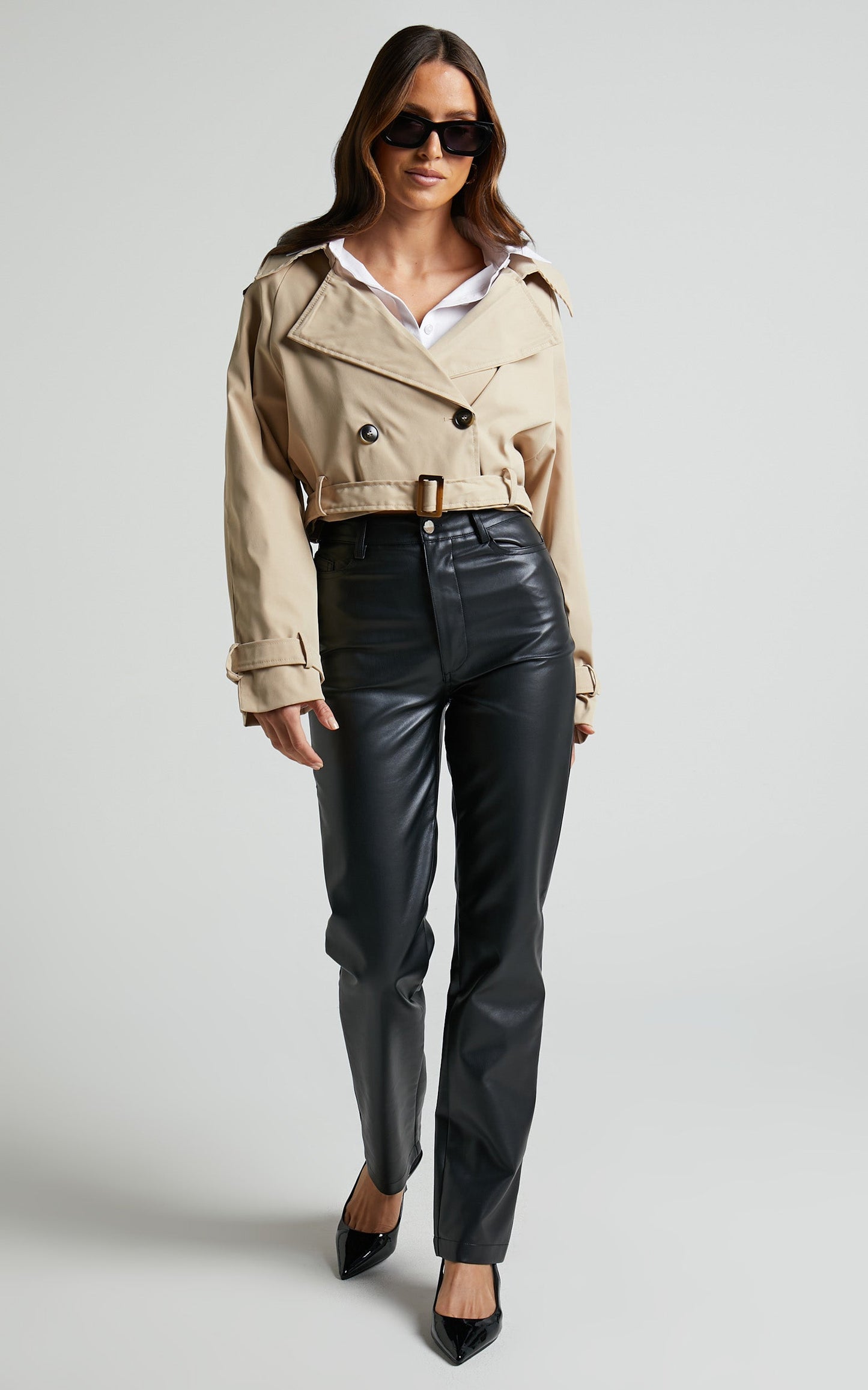 Zakirra Jacket - Cropped Trench Jacket in Beige