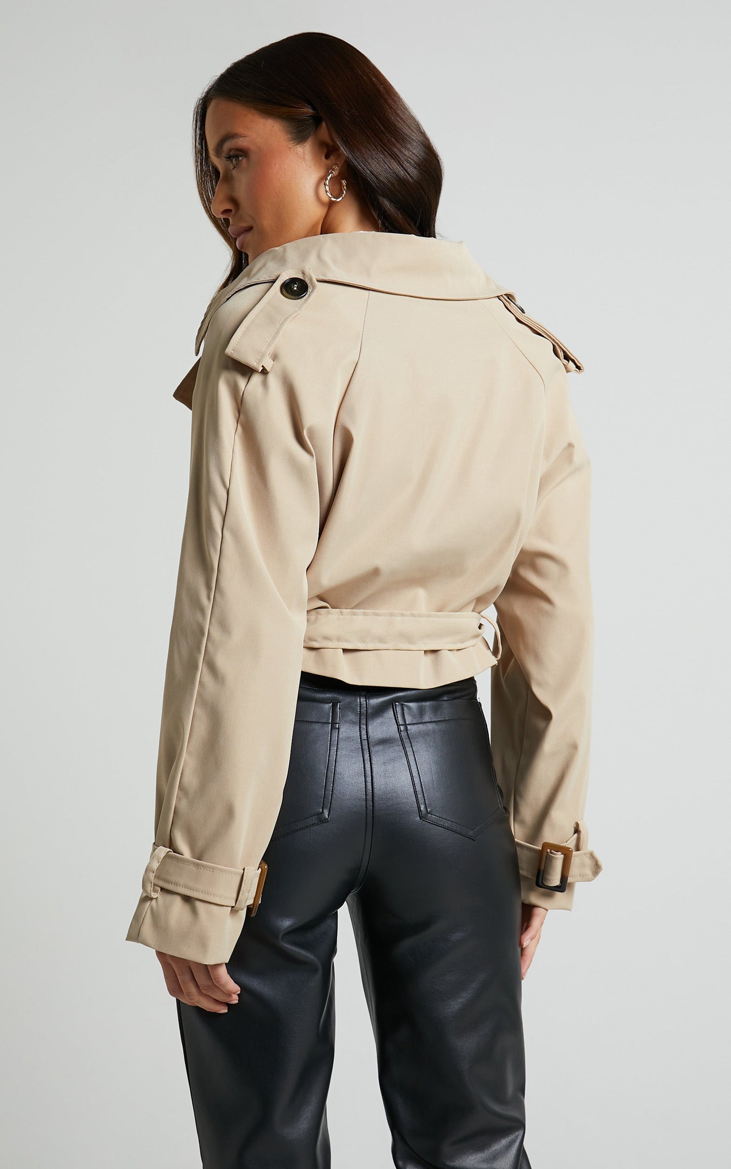 Zakirra Jacket - Cropped Trench Jacket in Beige