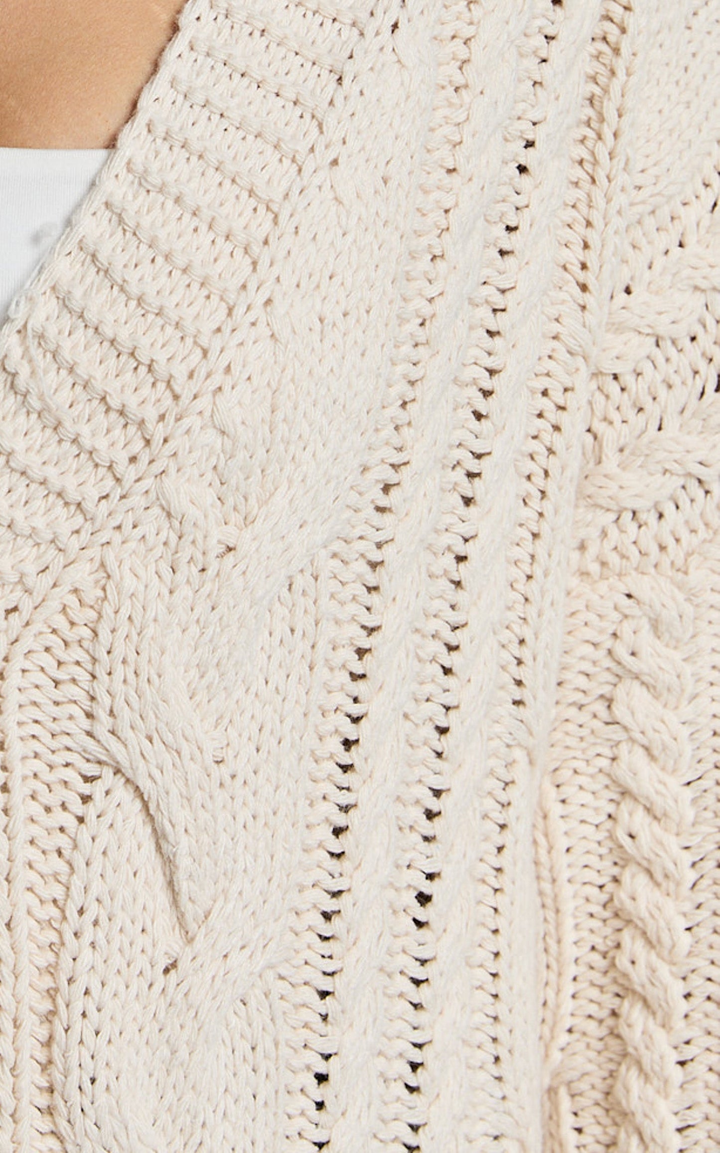 Zane Cardigan - Longline Cable Knit Oversized Cardigan in Cream