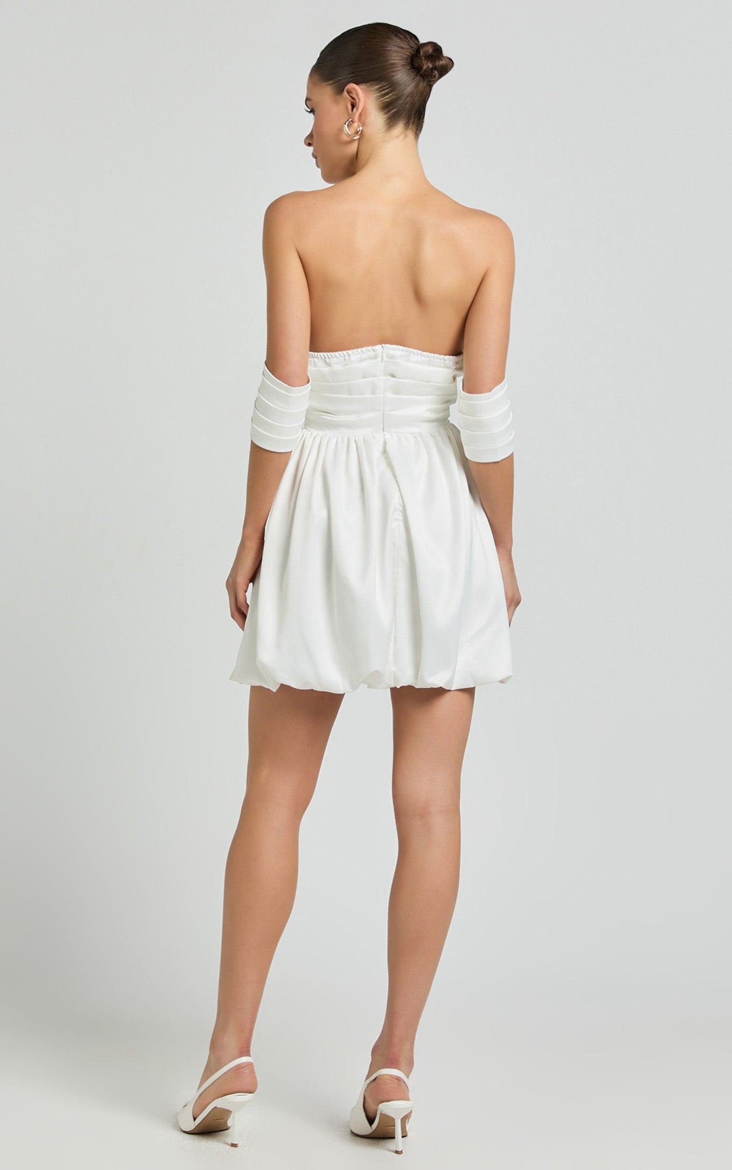 Zayla Mini Dress - Off Shoulder Bodice Fit and Flare Dress in Cream