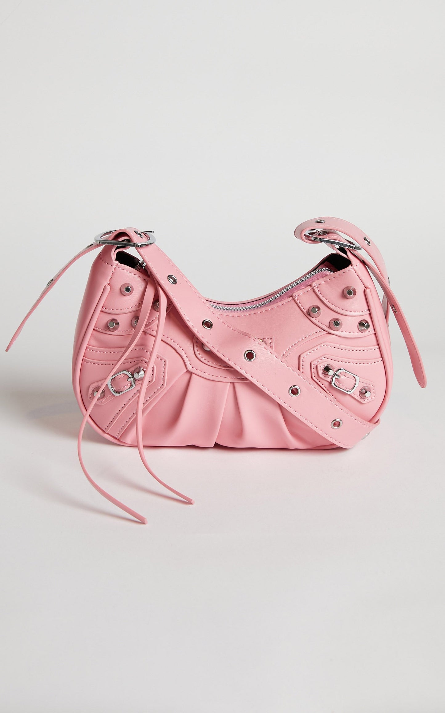 Zipporah Bag - Silver Stud Detail Crossbody Bag in Pink
