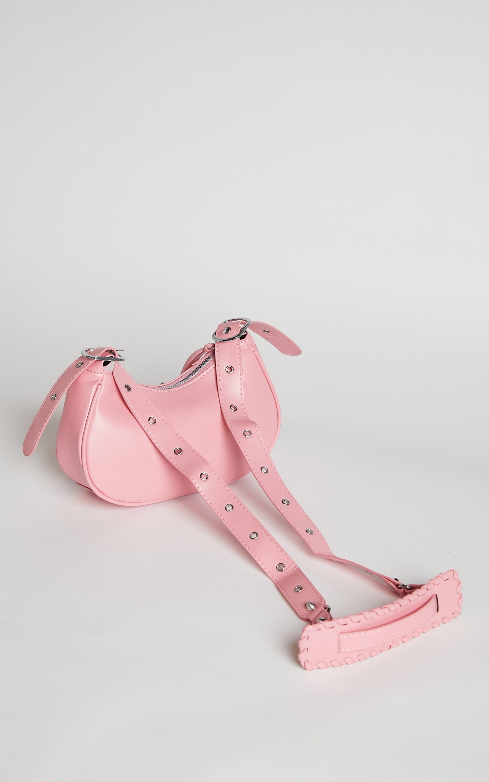 Zipporah Bag - Silver Stud Detail Crossbody Bag in Pink