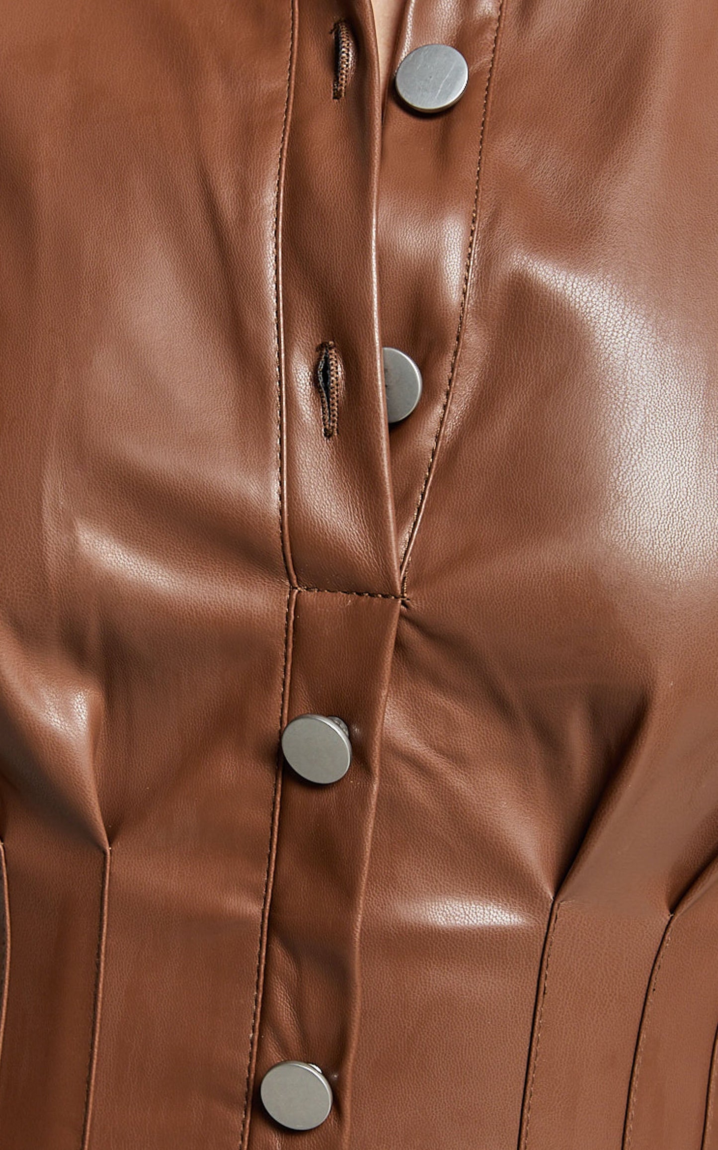 Ziva Midi Dress - Short Puff Sleeve Button Through Dress in Chocolate