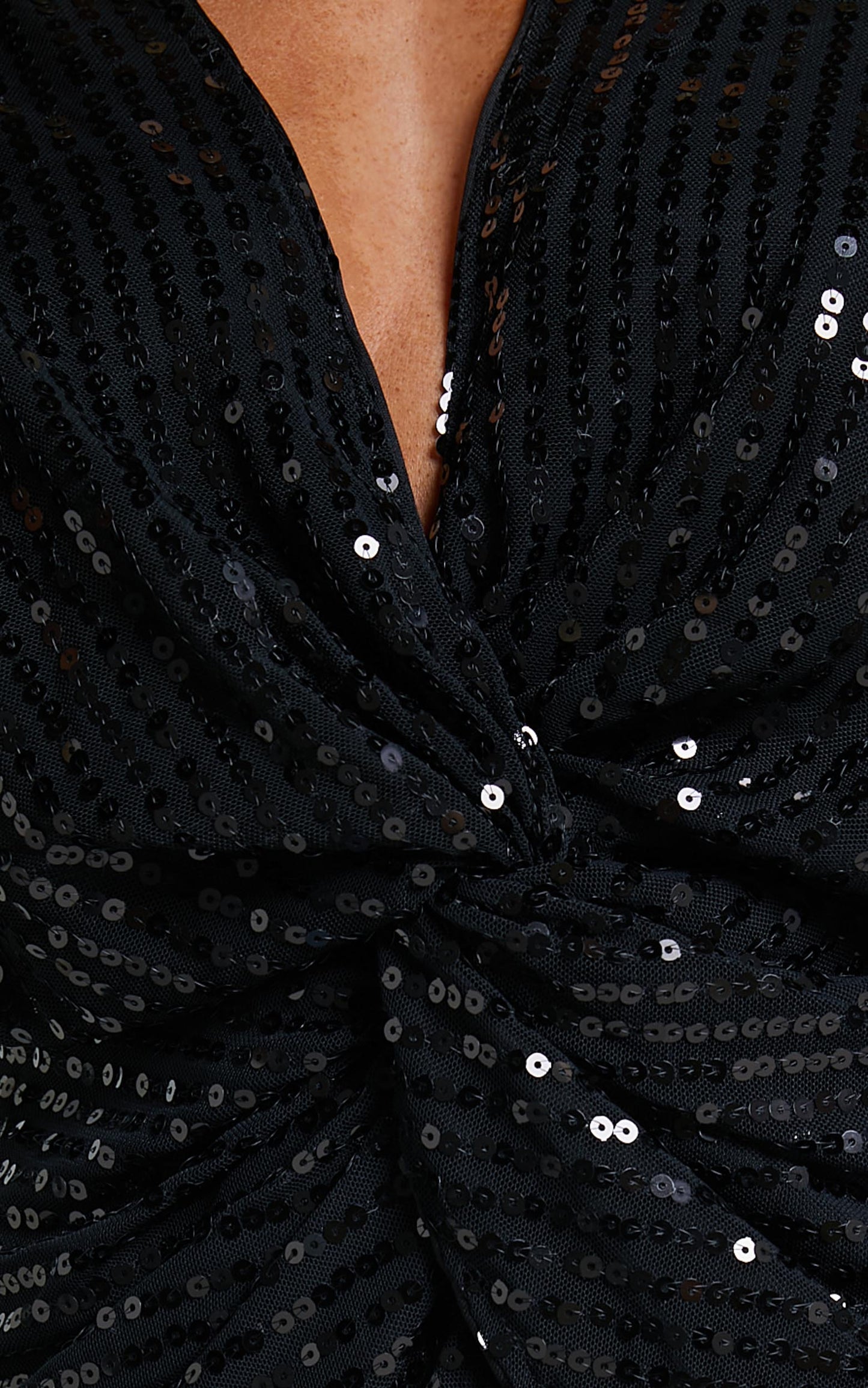 Zoey Batwing Top - Twist Sequin Batwing Top in Black