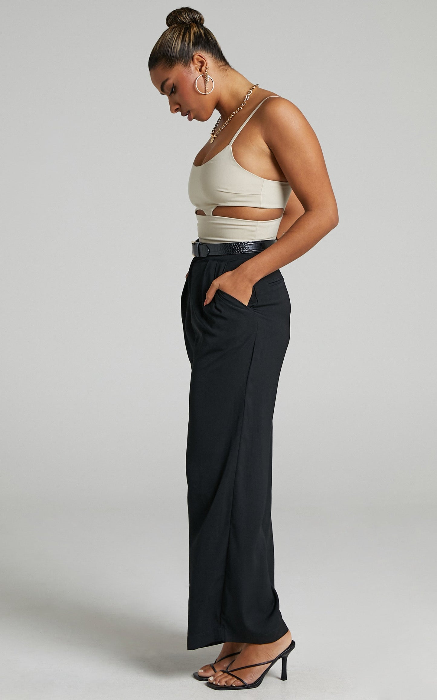 Zoie Top - Cut Out Crop Top in Stone