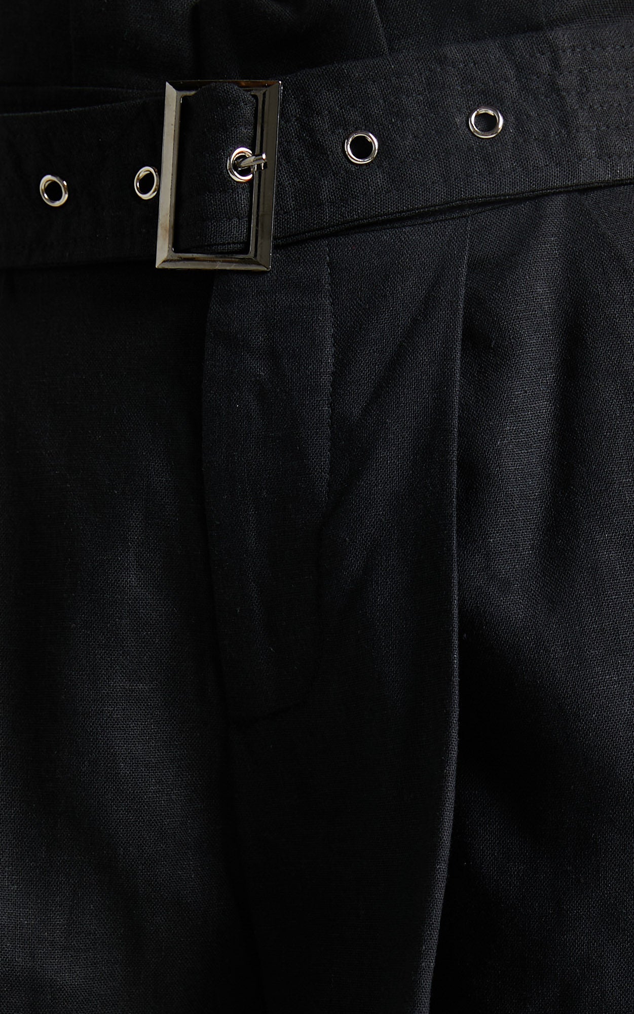 Zora Shorts - Linen High Waisted Paper Bag Shorts in Black